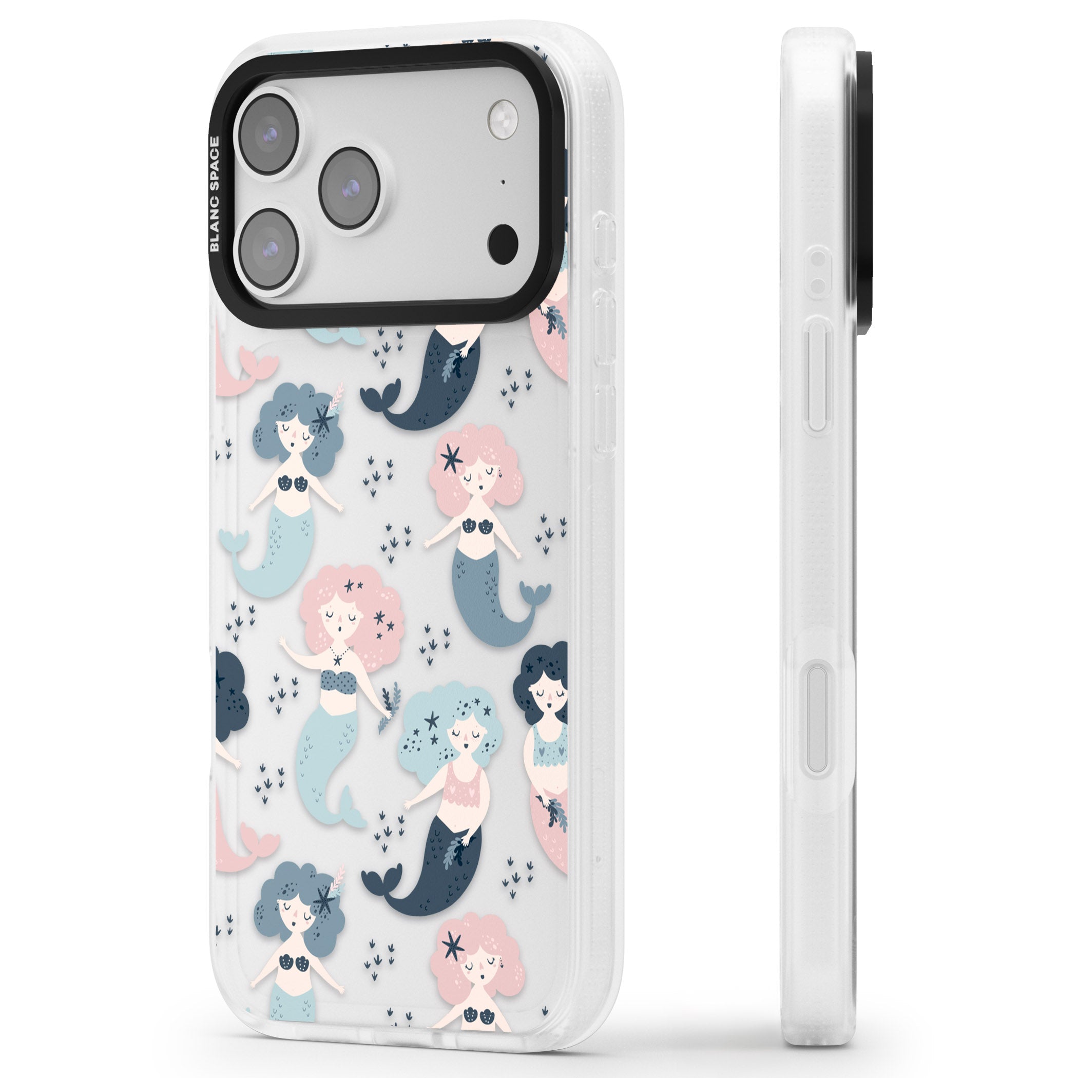 Pastel Mermaids iPhone 17 Pro Max Impact Air Clear Phone Case Side Profile
