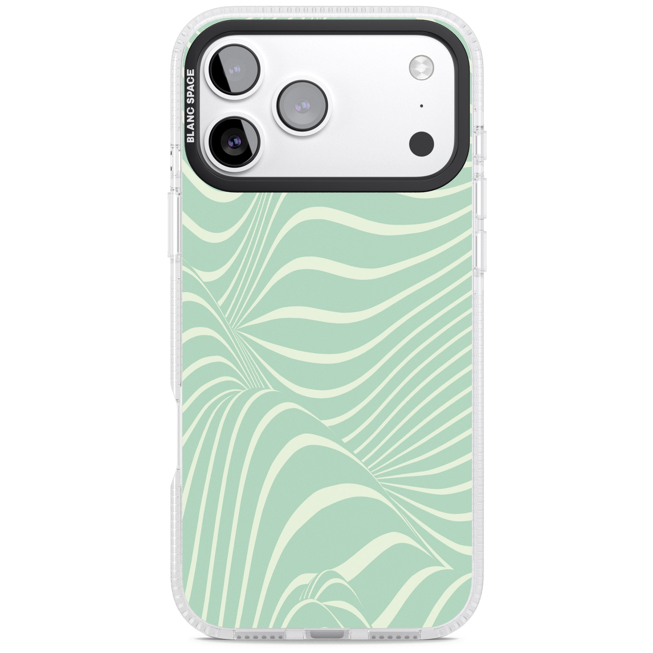 Mint Green Distorted Line iPhone 17 Pro Max Impact Air Clear Phone Case