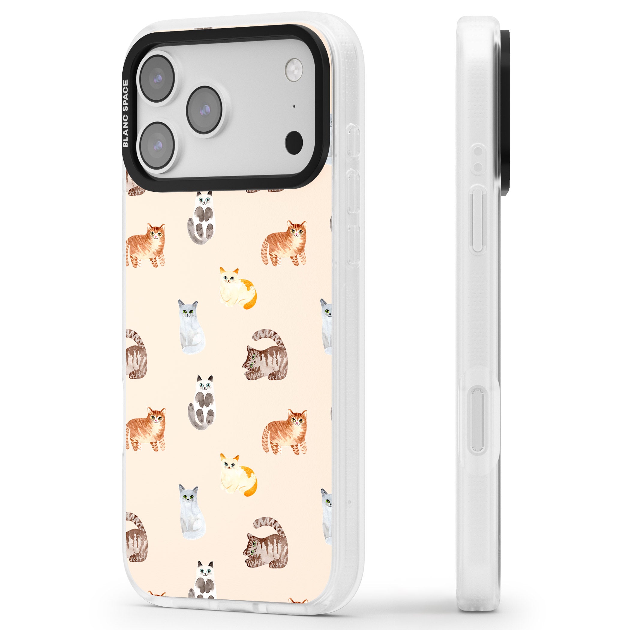Cute Cat Parade iPhone 17 Pro Max Impact Air Clear Phone Case Side Profile