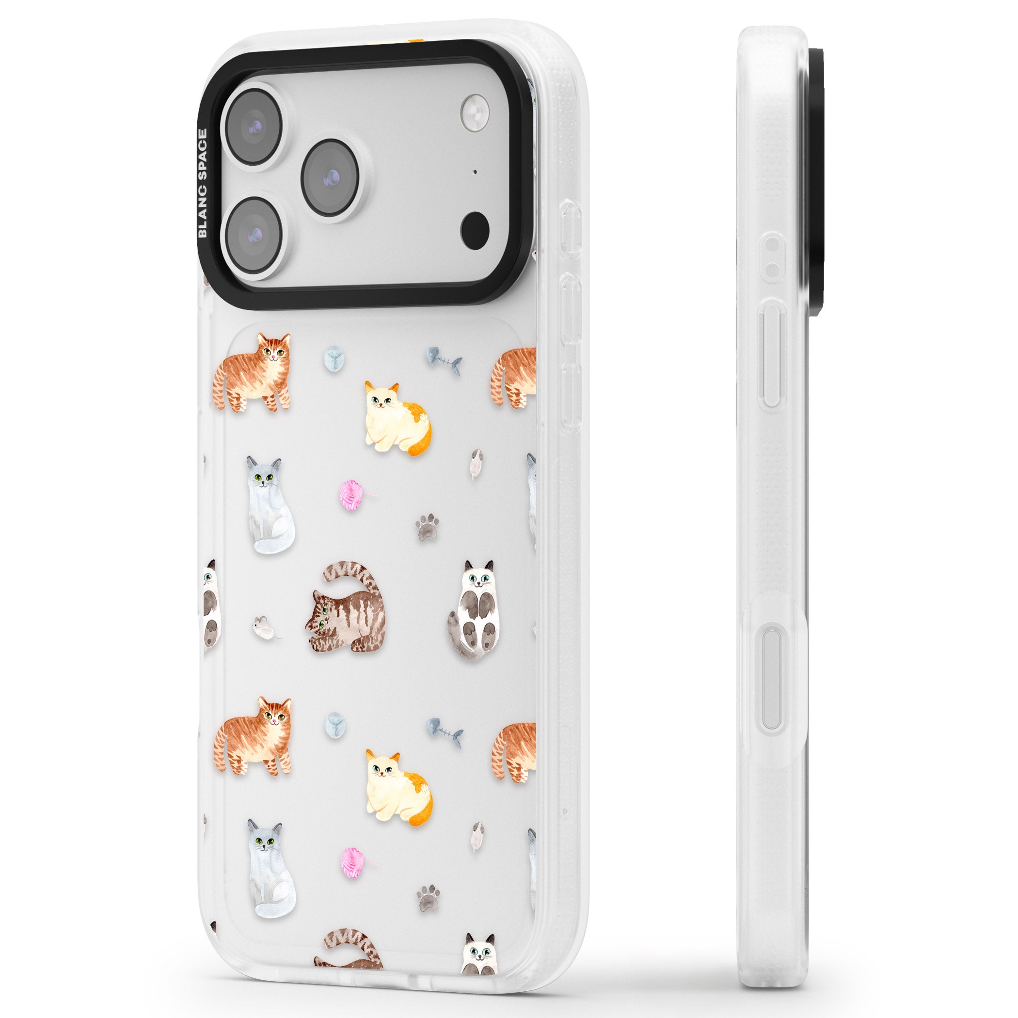 Playful Cats iPhone 17 Pro Max Impact Air Clear Phone Case Side Profile