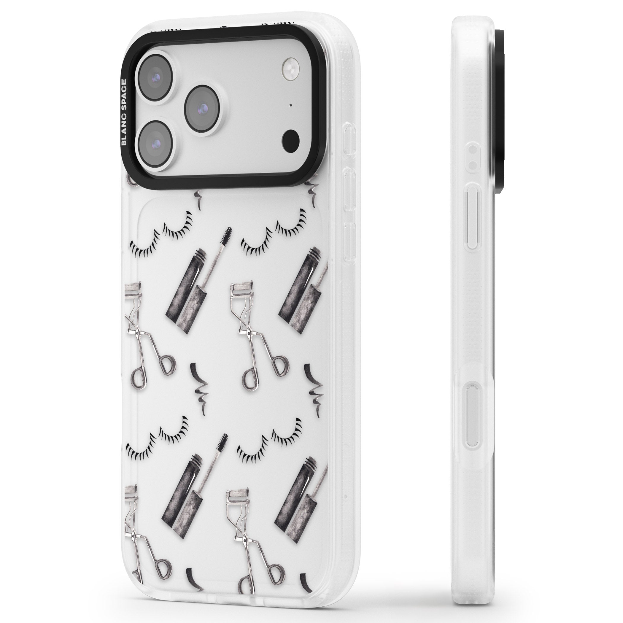 Eyelash Makeup Pattern iPhone 17 Pro Max Impact Air Clear Phone Case Side Profile