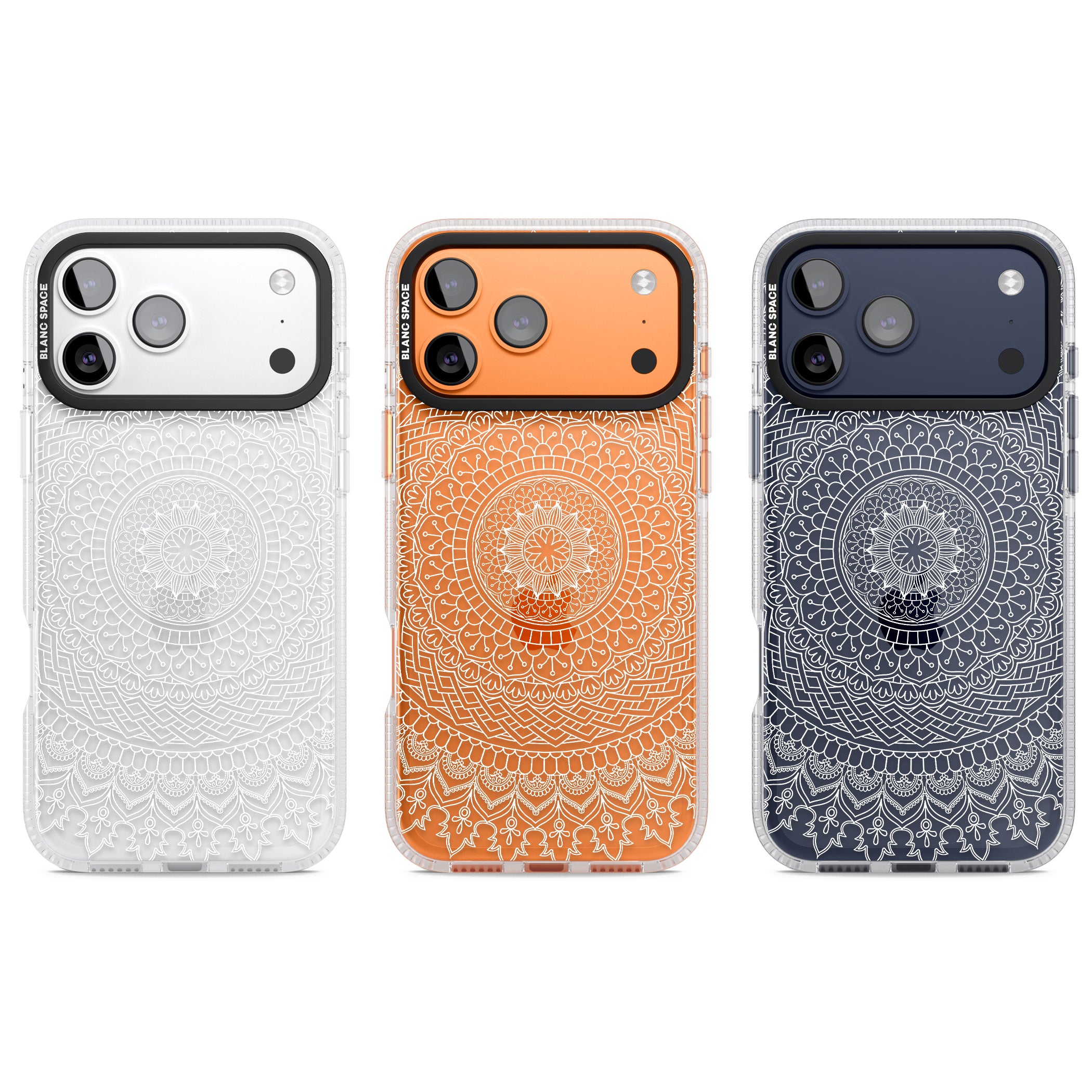 Intricate White Mandala iPhone 17 Pro Impact Air Clear Phone Case APT Impact Protection