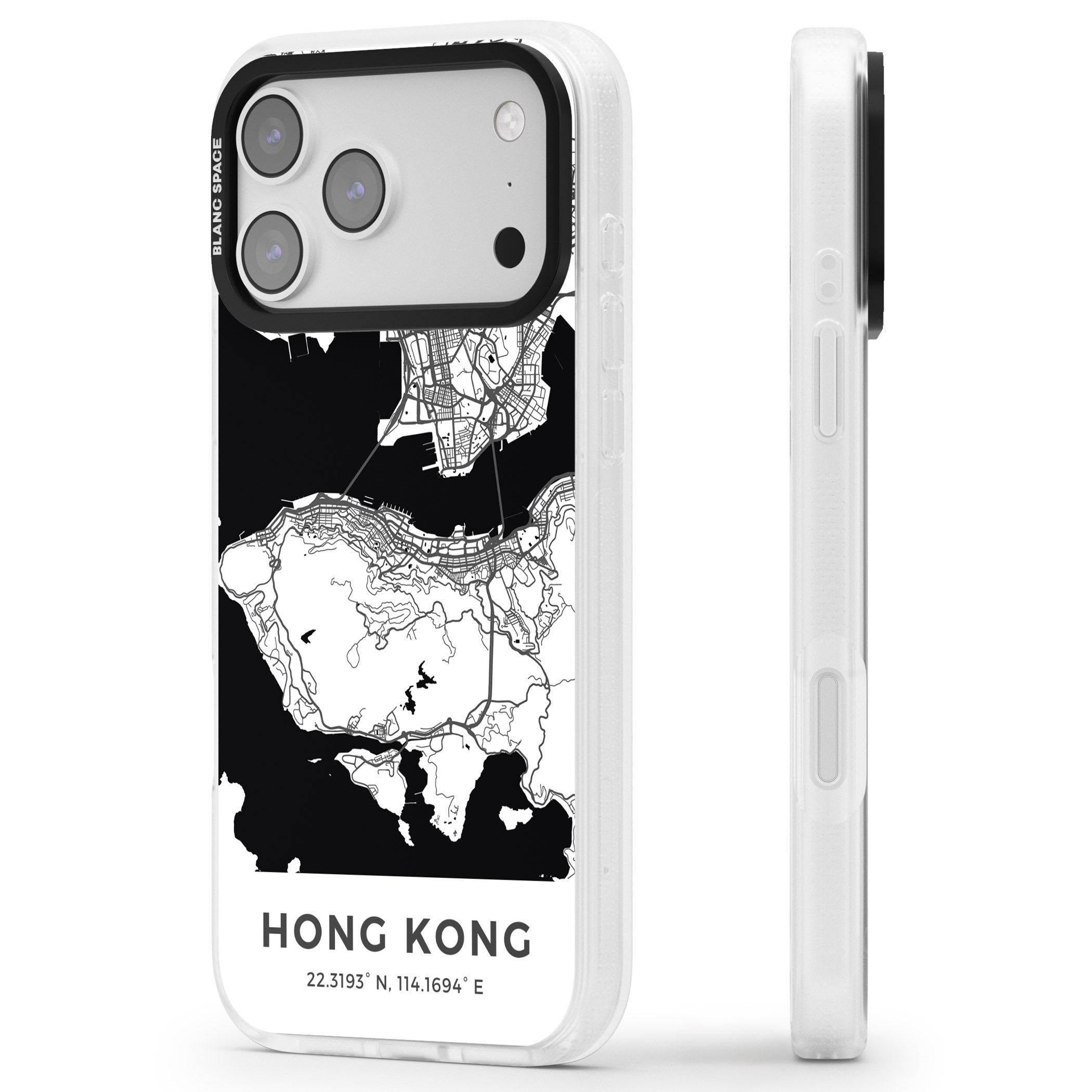 Hong Kong Map iPhone 17 Pro Max Impact Air Clear Phone Case Side Profile