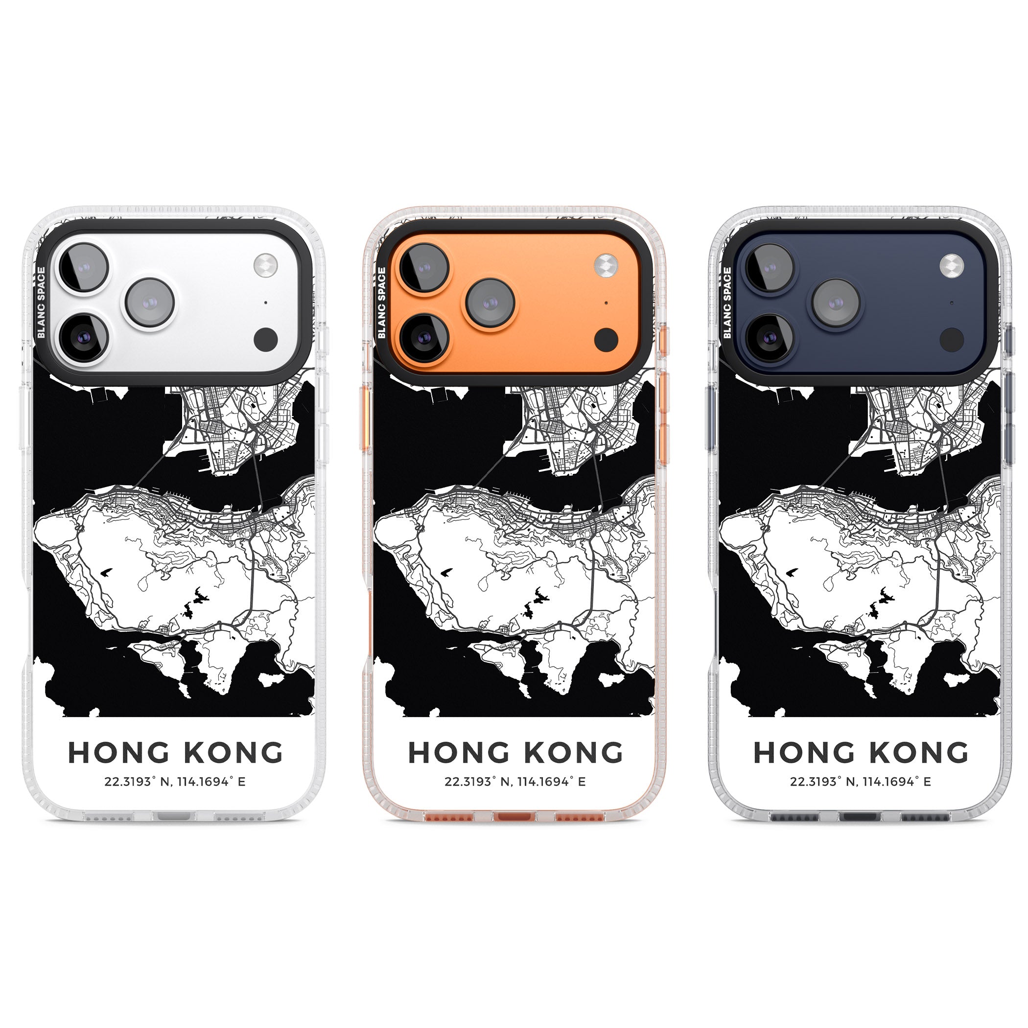 Hong Kong Map iPhone 17 Pro Impact Air Clear Phone Case APT Impact Protection