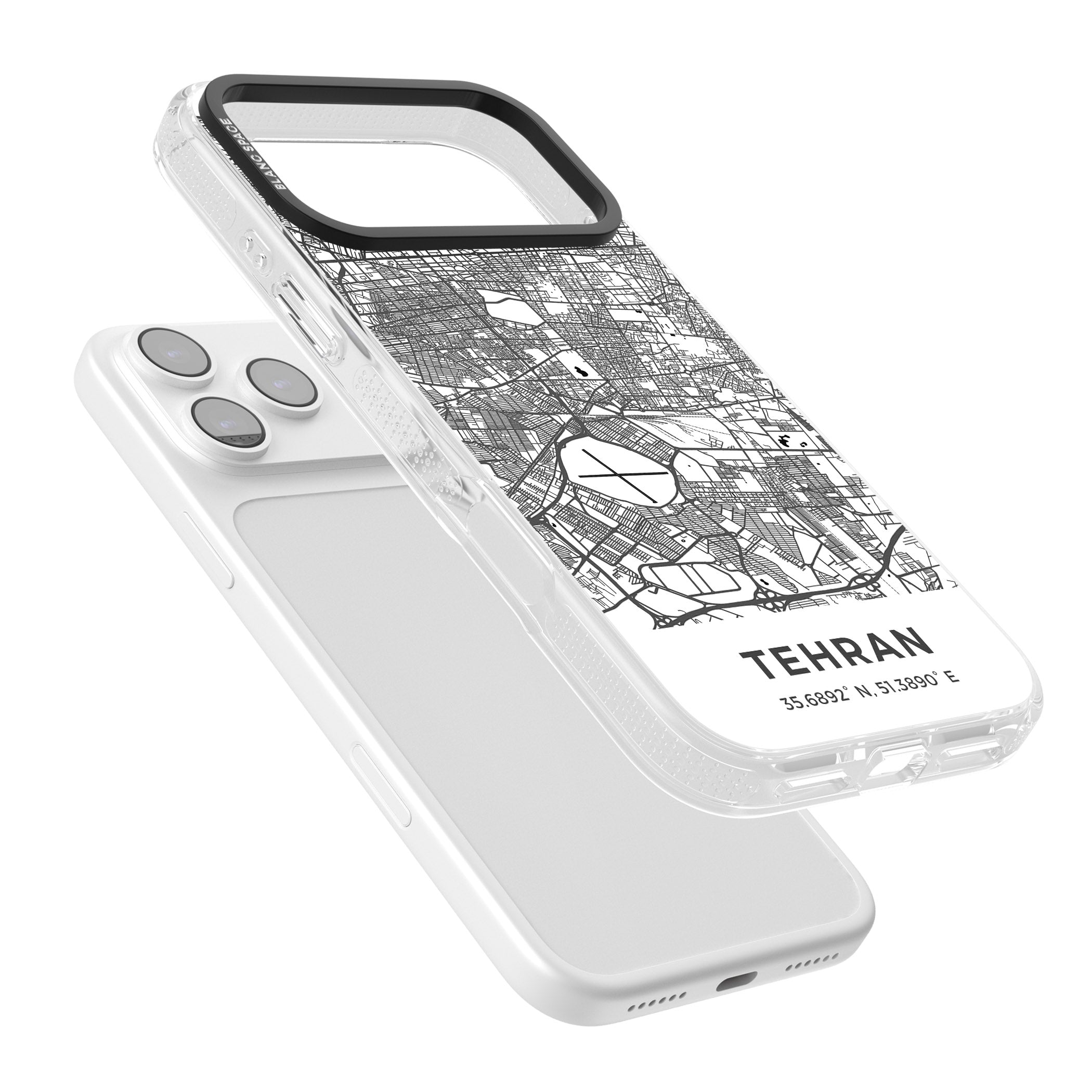 Tehran Map iPhone 17 Pro Max Impact Air Clear Phone Case Colours