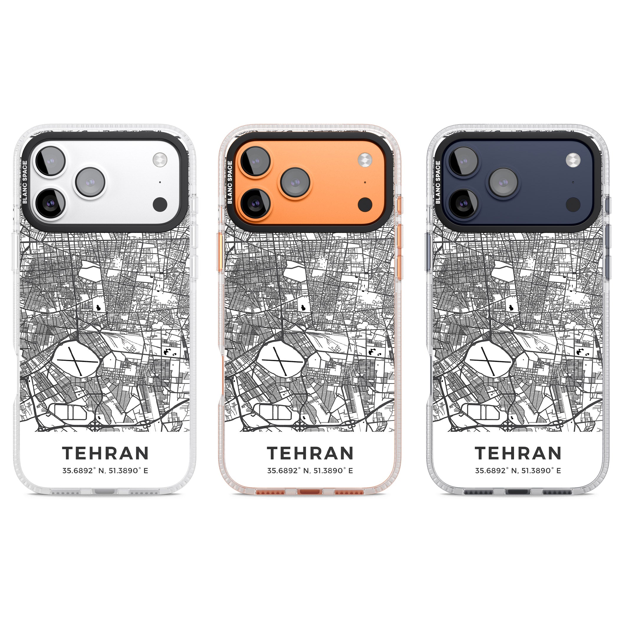 Tehran Map iPhone 17 Pro Impact Air Clear Phone Case APT Impact Protection