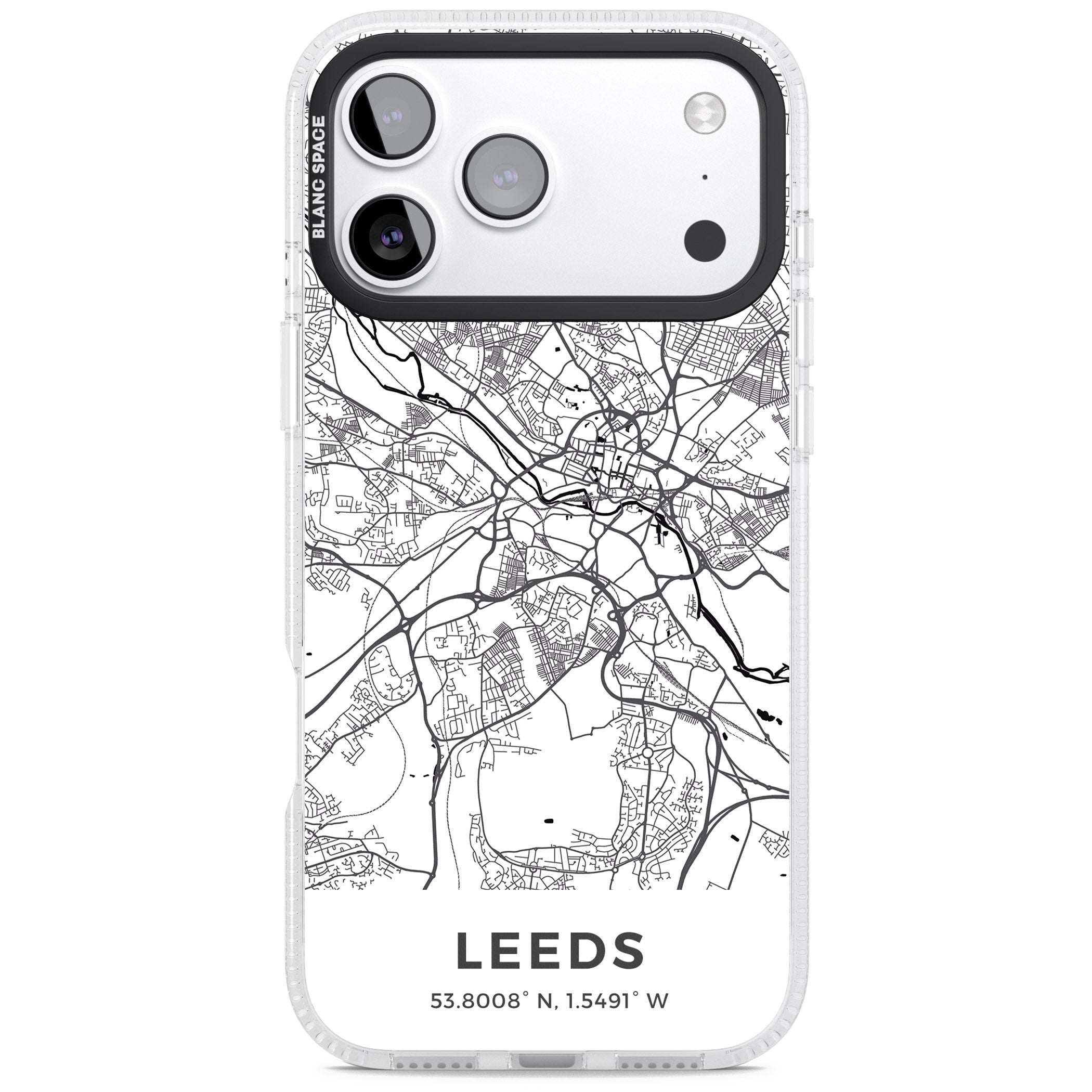Leeds Map iPhone 17 Pro Max Impact Air Clear Phone Case