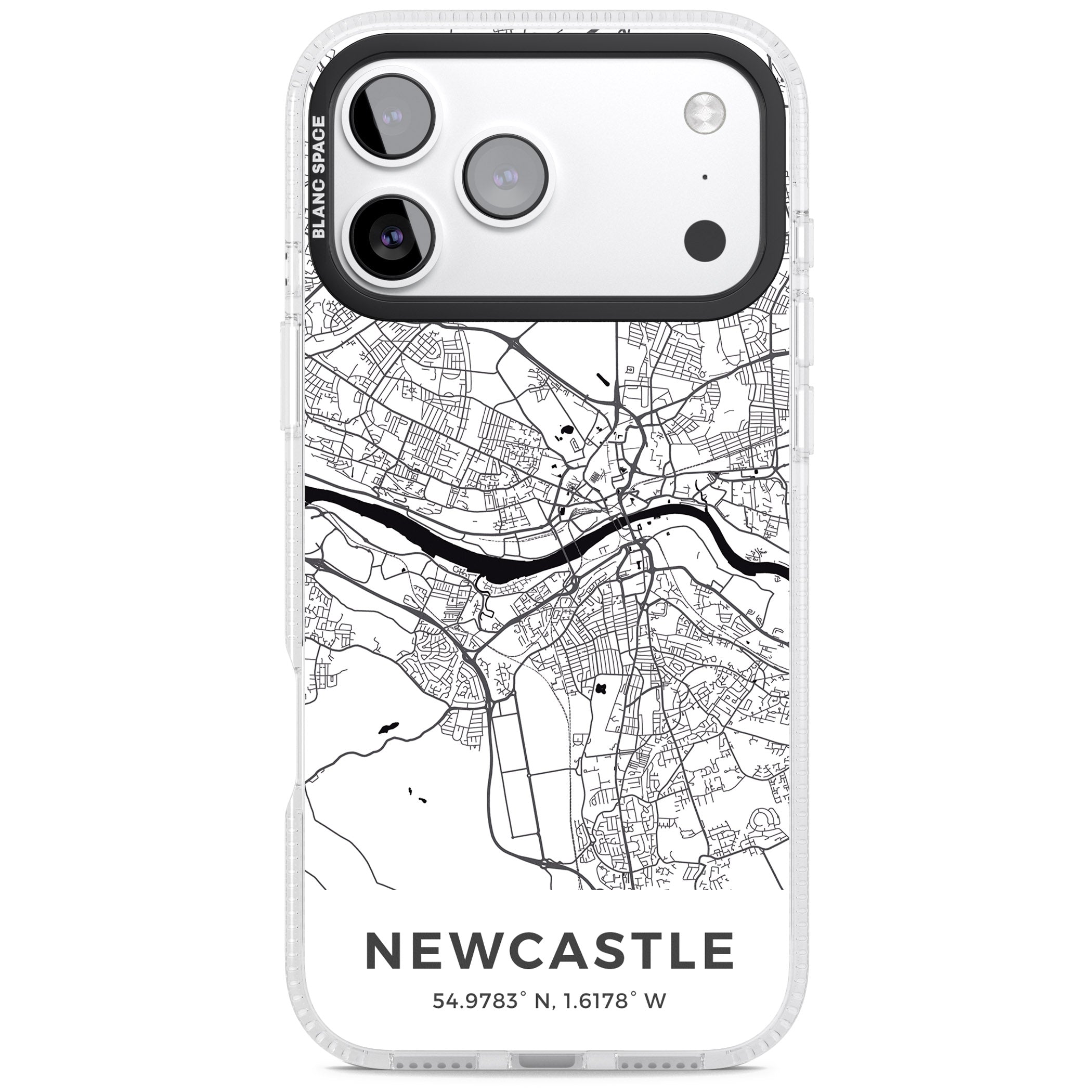 Newcastle City Map iPhone 17 Pro Max Impact Air Clear Phone Case