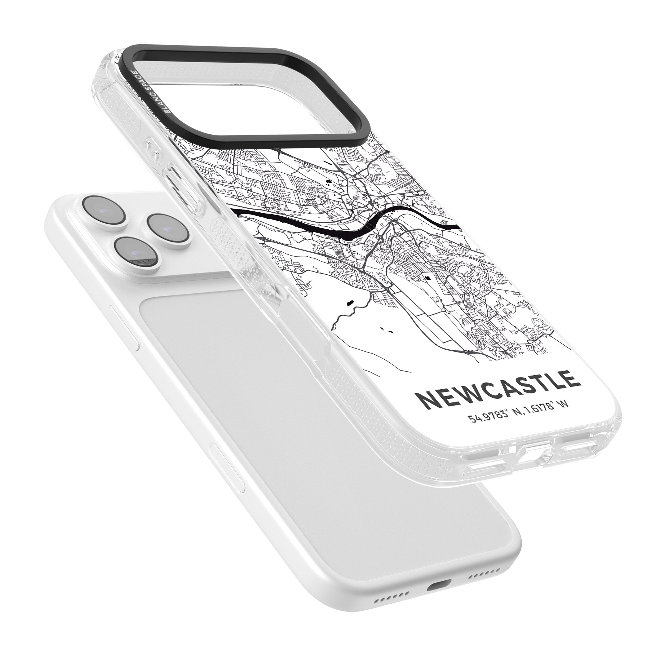 Newcastle City Map iPhone 17 Pro Max Impact Air Clear Phone Case Colours