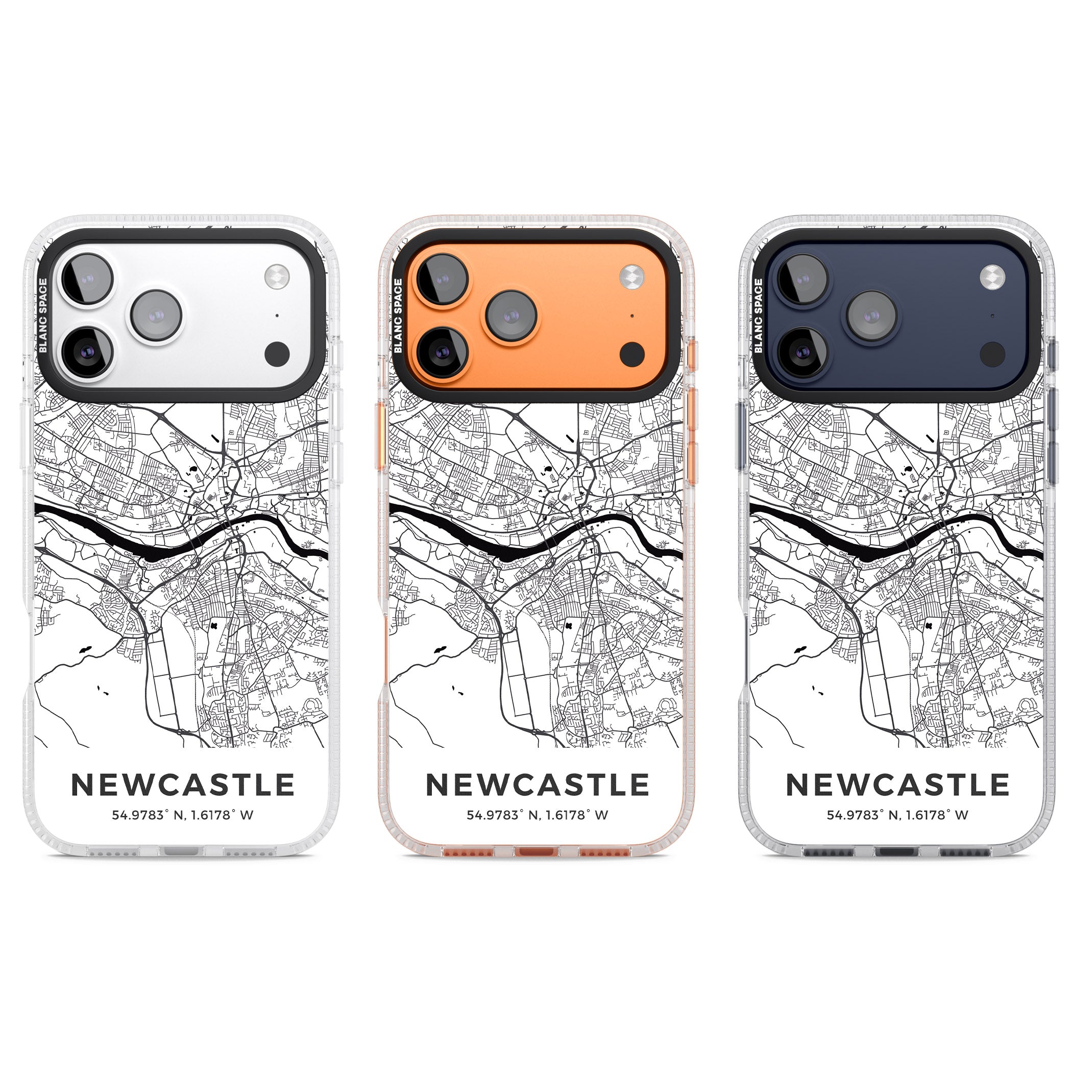 Newcastle City Map iPhone 17 Pro Impact Air Clear Phone Case APT Impact Protection
