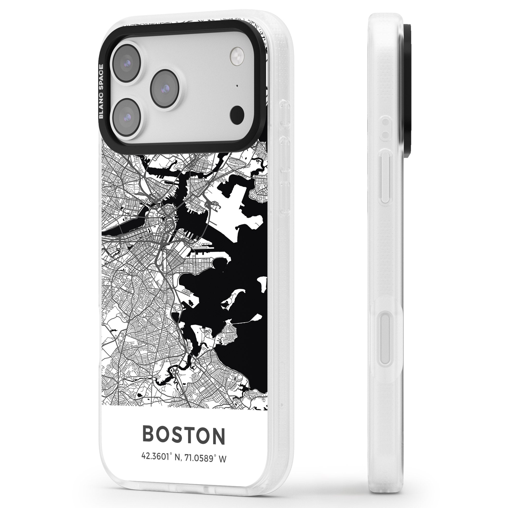Boston Map iPhone 17 Pro Max Impact Air Clear Phone Case Side Profile