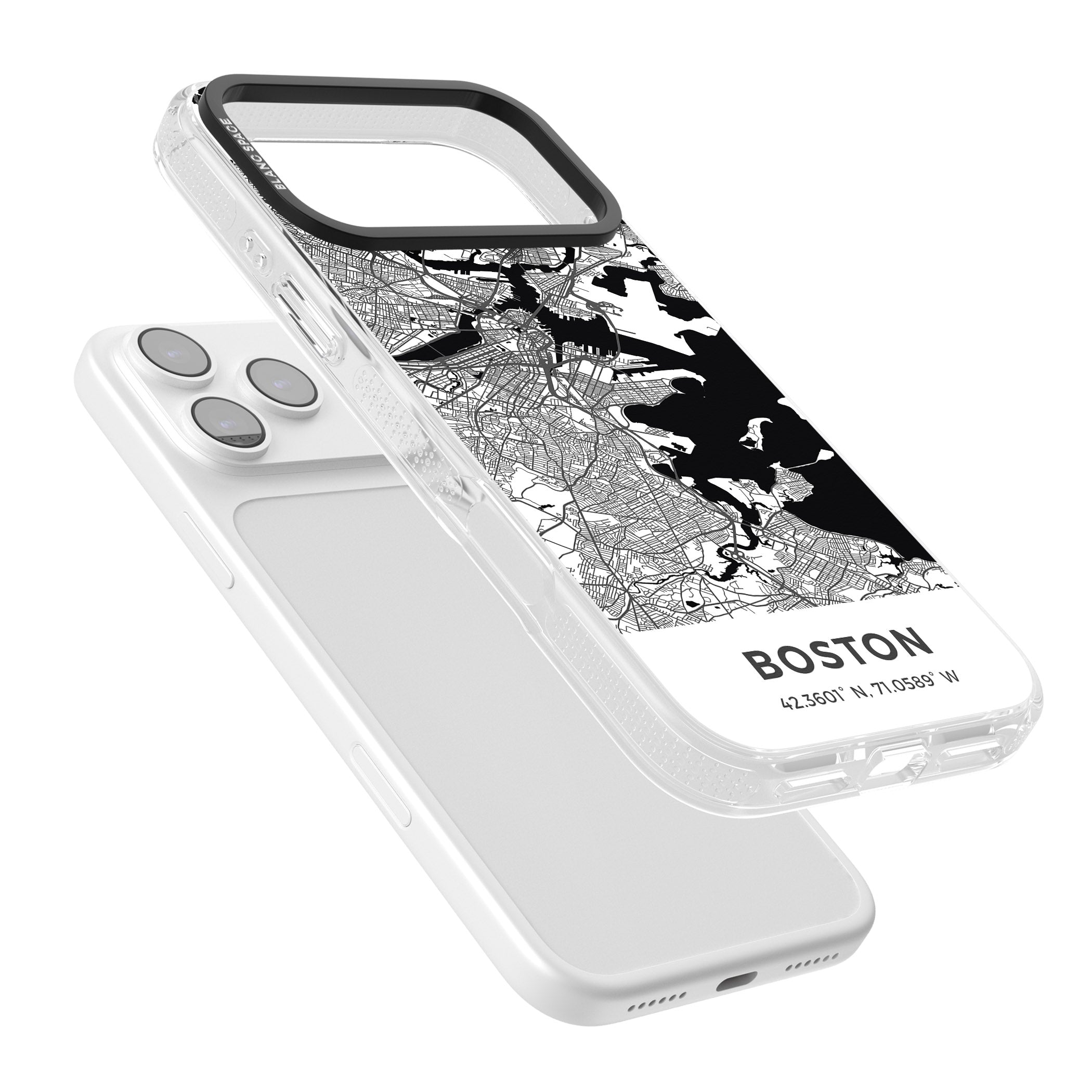 Boston Map iPhone 17 Pro Max Impact Air Clear Phone Case Colours