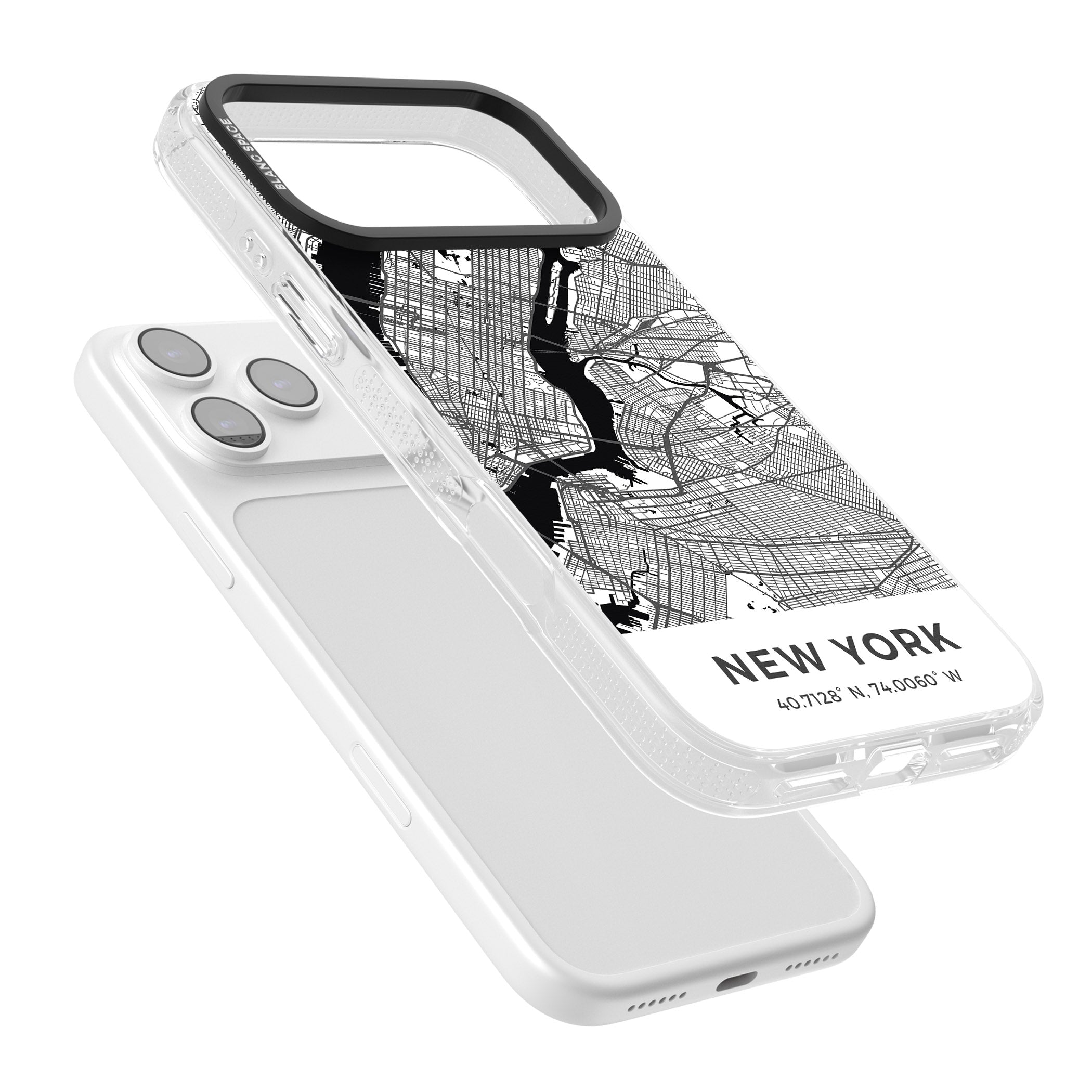 New York Map iPhone 17 Pro Max Impact Air Clear Phone Case Colours