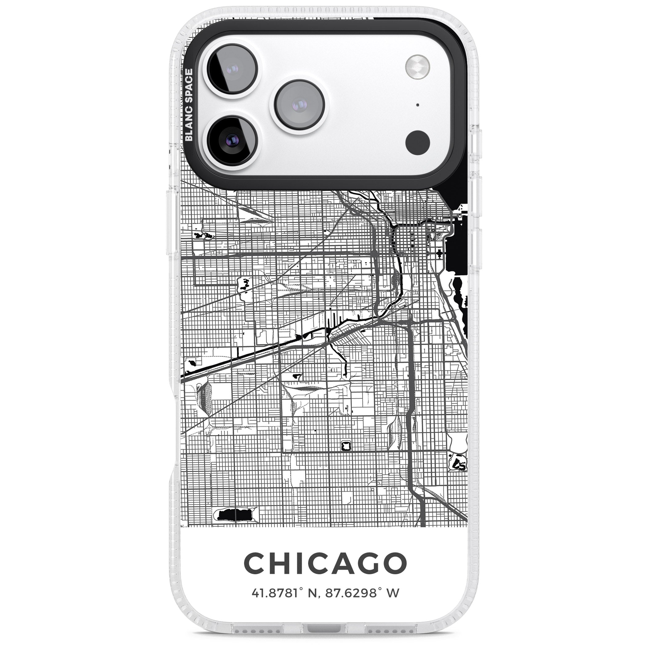 Chicago Map iPhone 17 Pro Max Impact Air Clear Phone Case