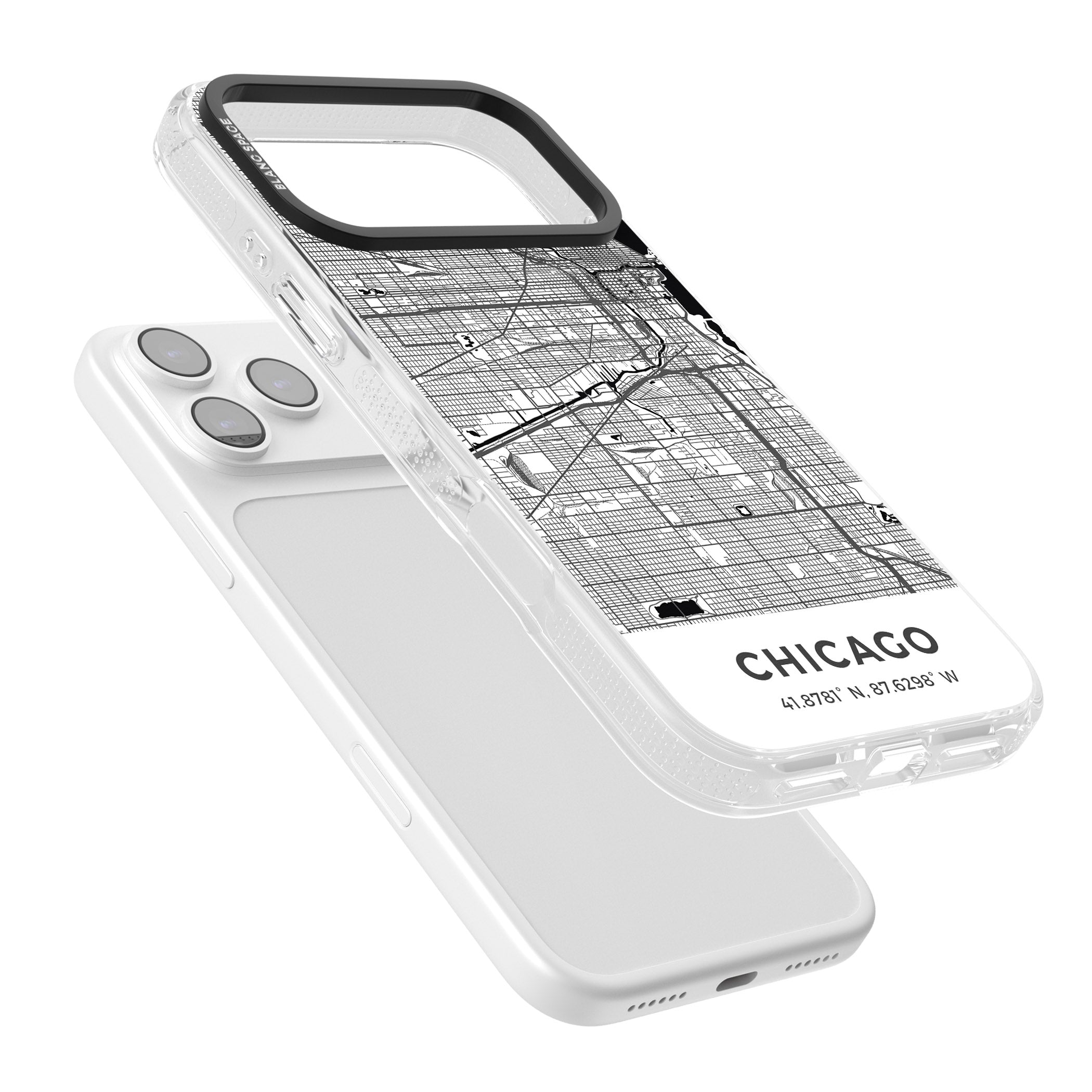 Chicago Map iPhone 17 Pro Max Impact Air Clear Phone Case Colours
