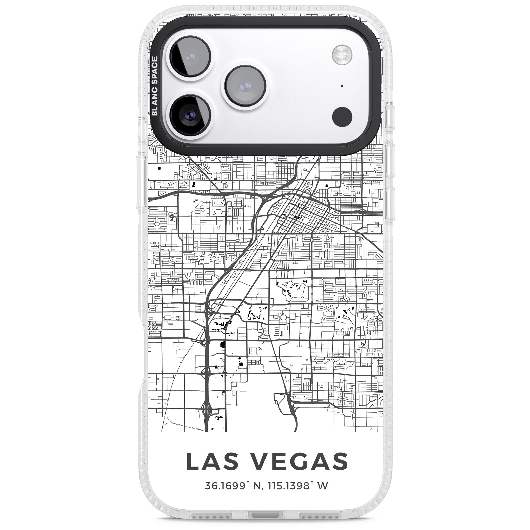 Las Vegas Map iPhone 17 Pro Max Impact Air Clear Phone Case