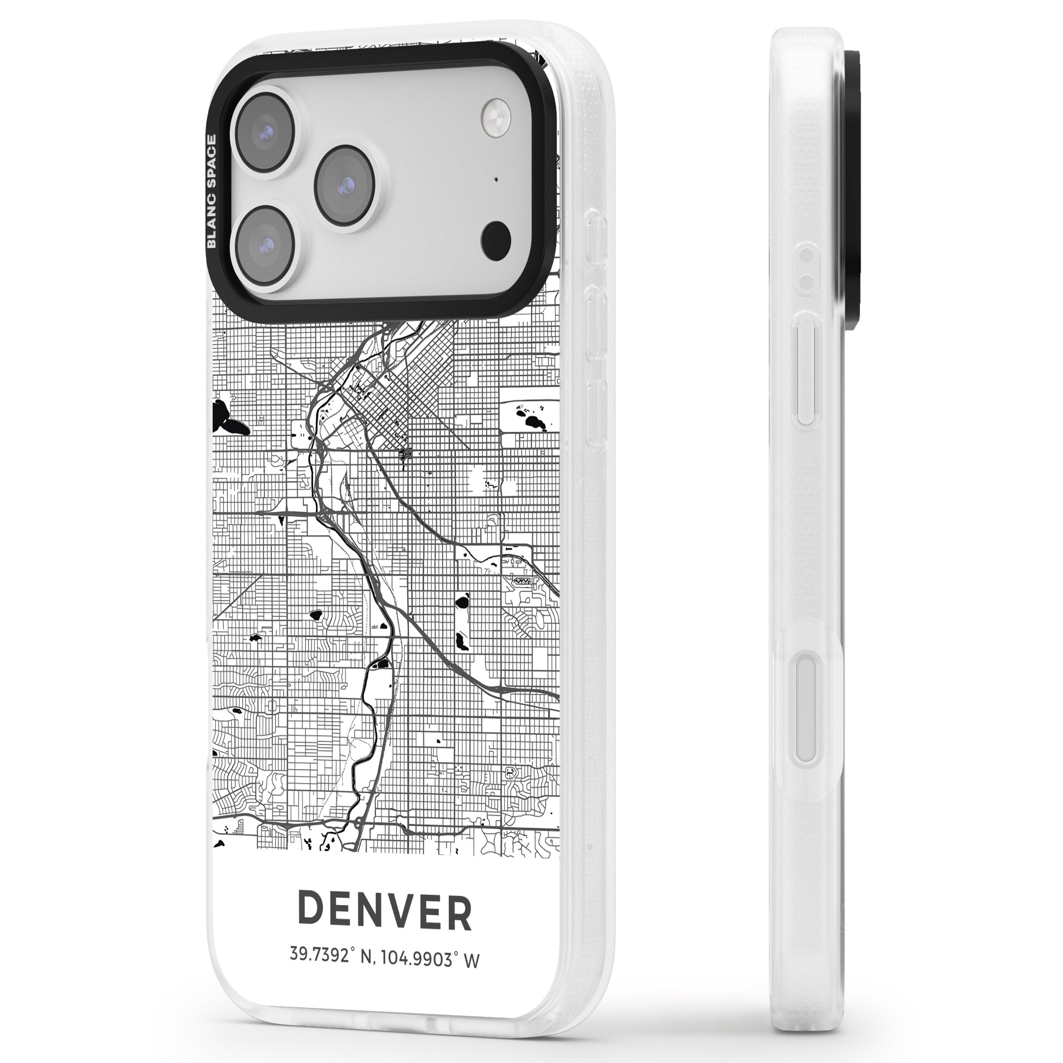 Denver Map iPhone 17 Pro Max Impact Air Clear Phone Case Side Profile