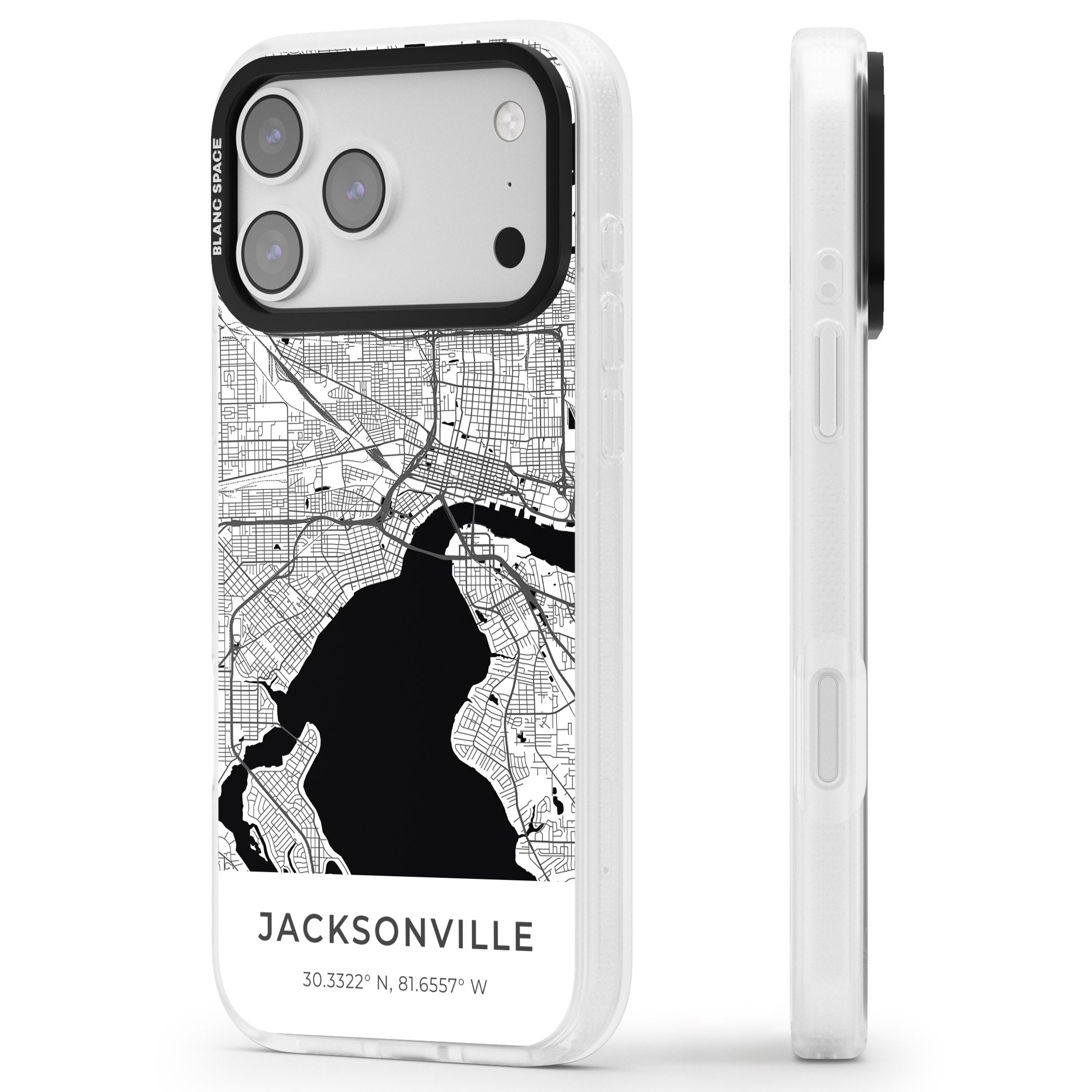 Jacksonville Map iPhone 17 Pro Max Impact Air Clear Phone Case Side Profile