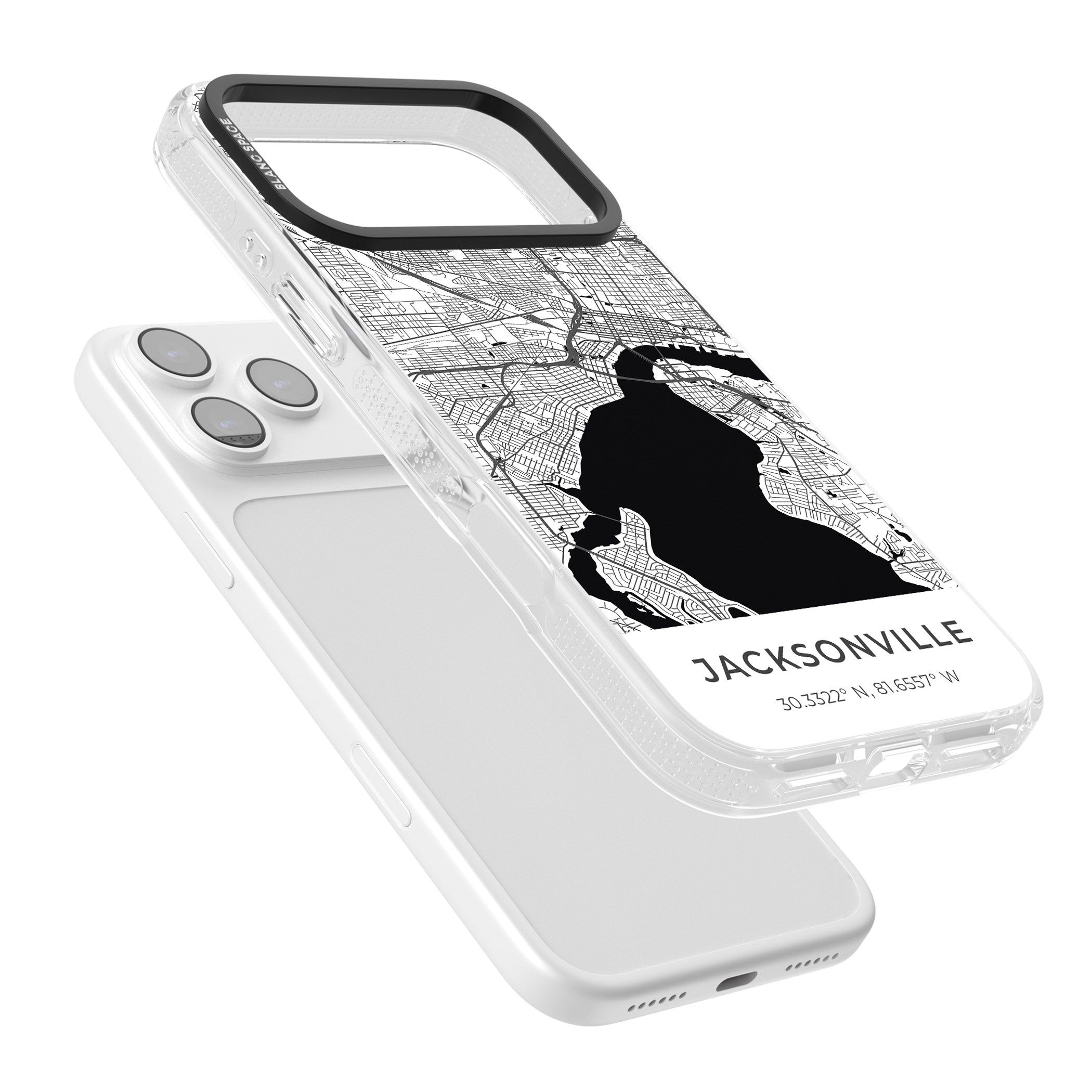 Jacksonville Map iPhone 17 Pro Max Impact Air Clear Phone Case Colours