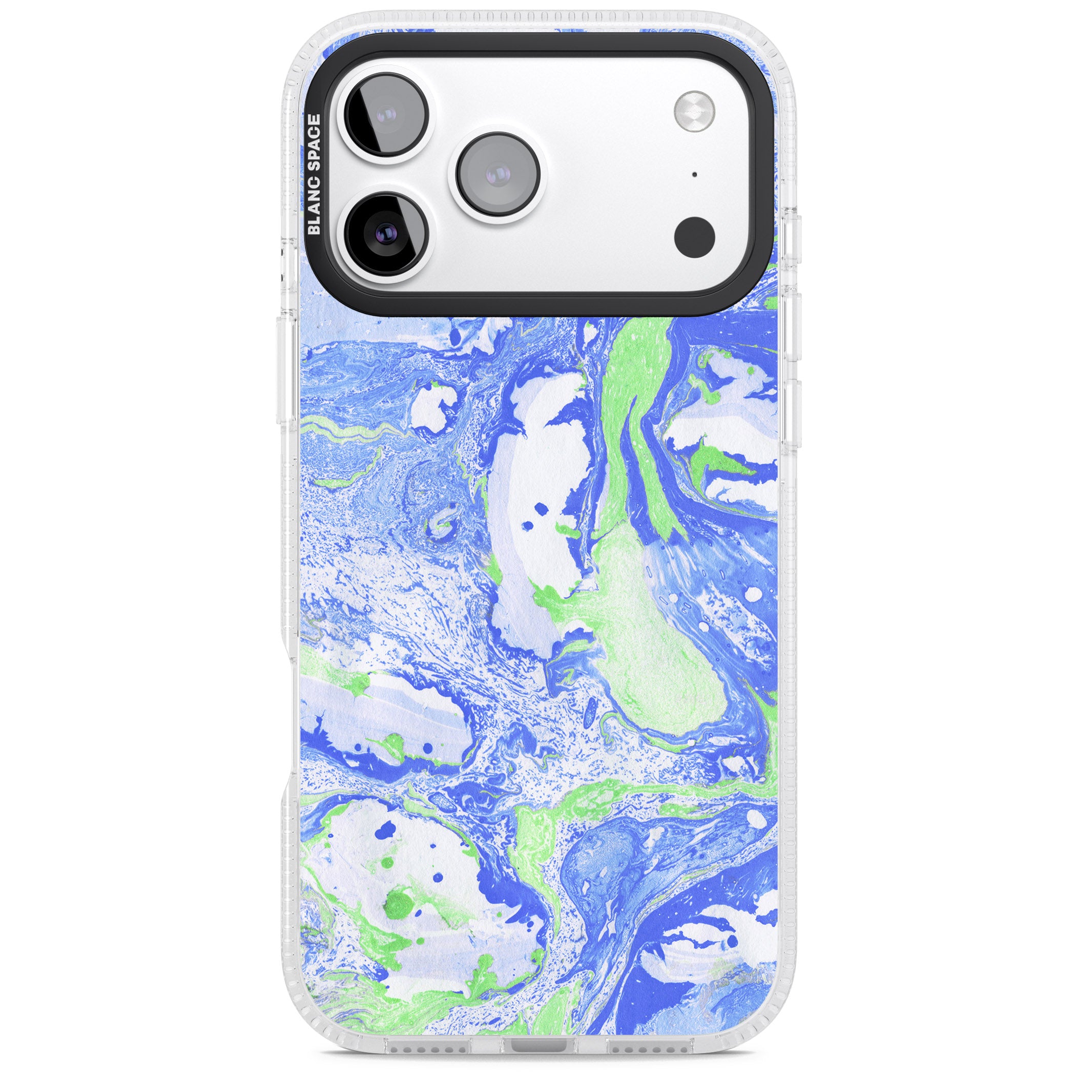 Dark Blue & Green Marbled Paper Pattern iPhone 17 Pro Max Impact Air Clear Phone Case