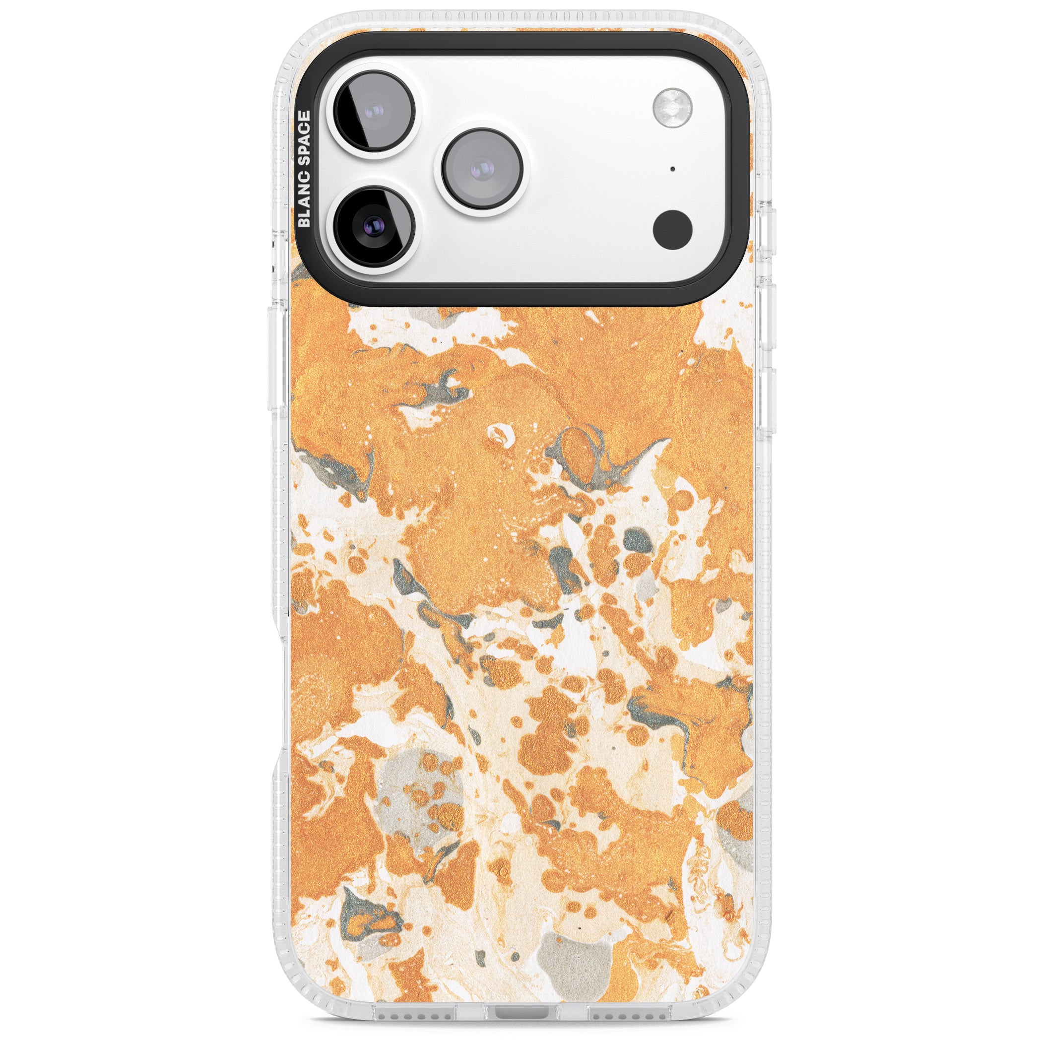 Orange Marbled iPhone 17 Pro Max Impact Air Clear Phone Case