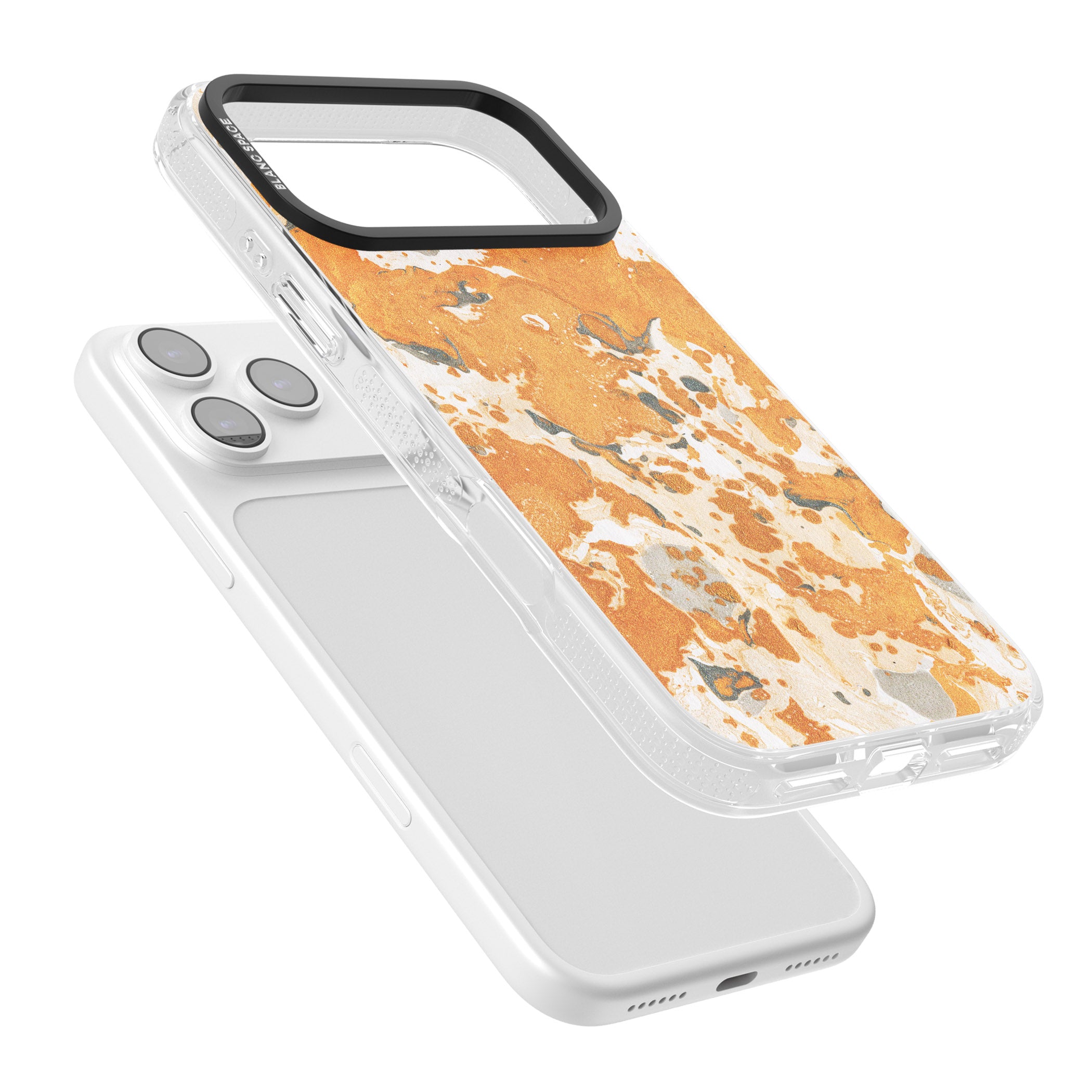 Orange Marbled iPhone 17 Pro Max Impact Air Clear Phone Case Colours