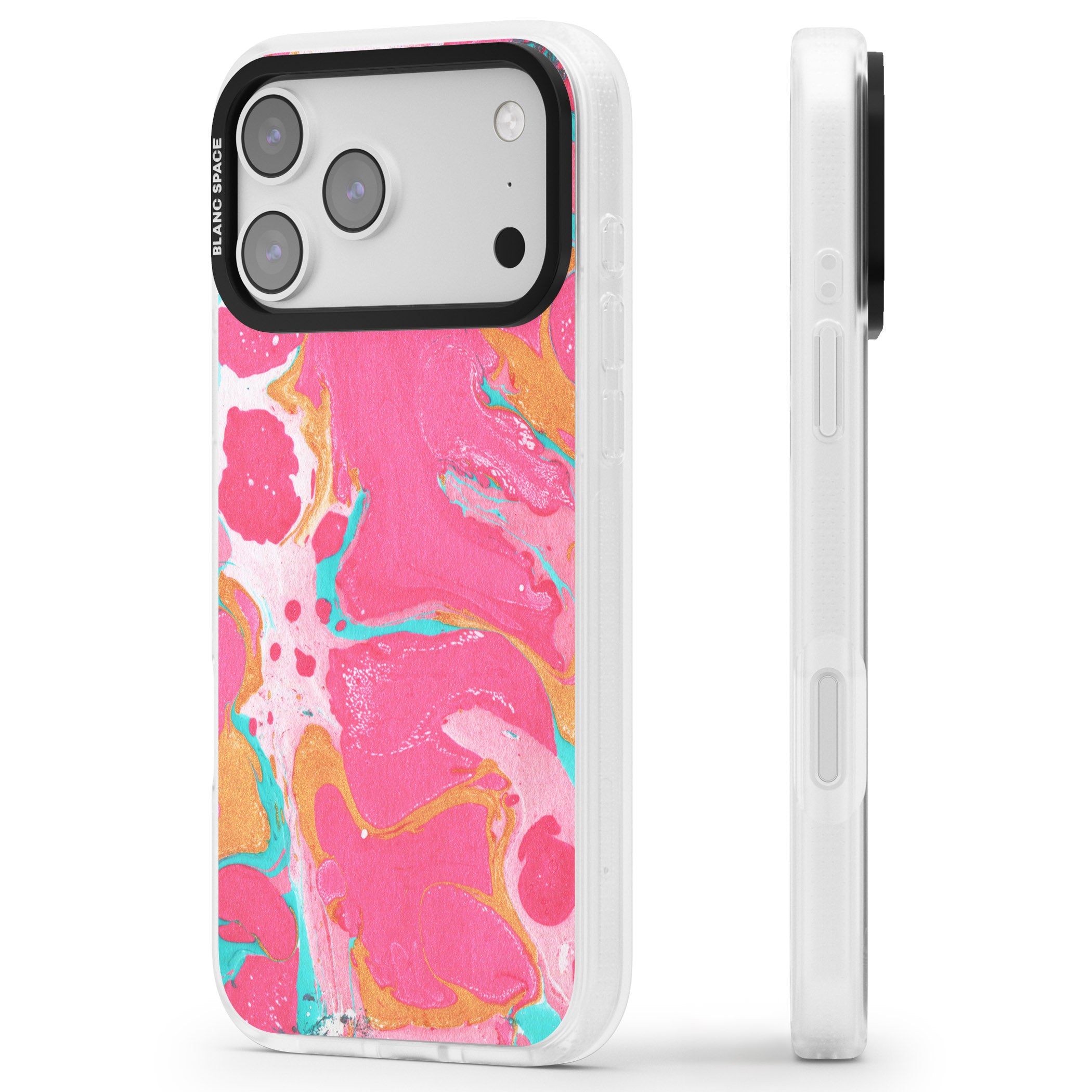 Vibrant Marbled Paper iPhone 17 Pro Max Impact Air Clear Phone Case Side Profile