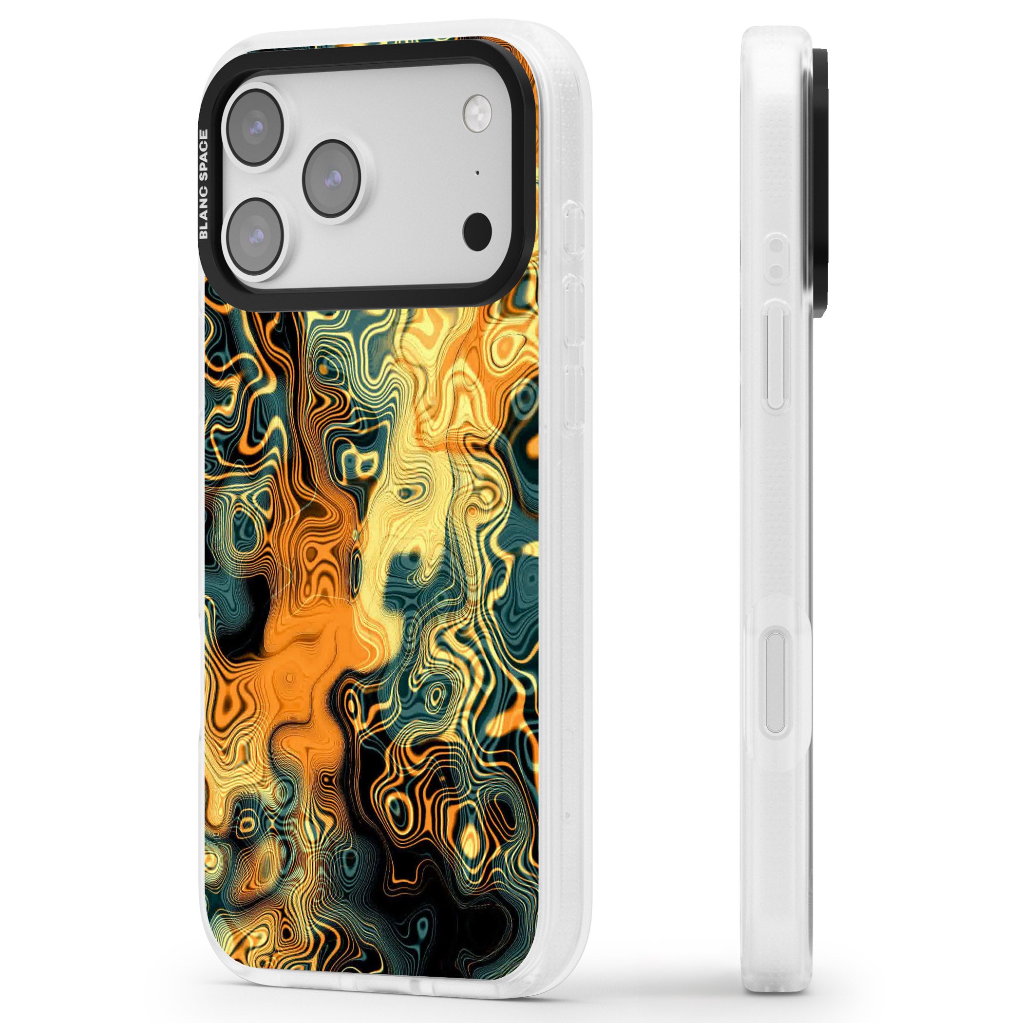 Gold Green Marble iPhone 17 Pro Max Impact Air Clear Phone Case Side Profile