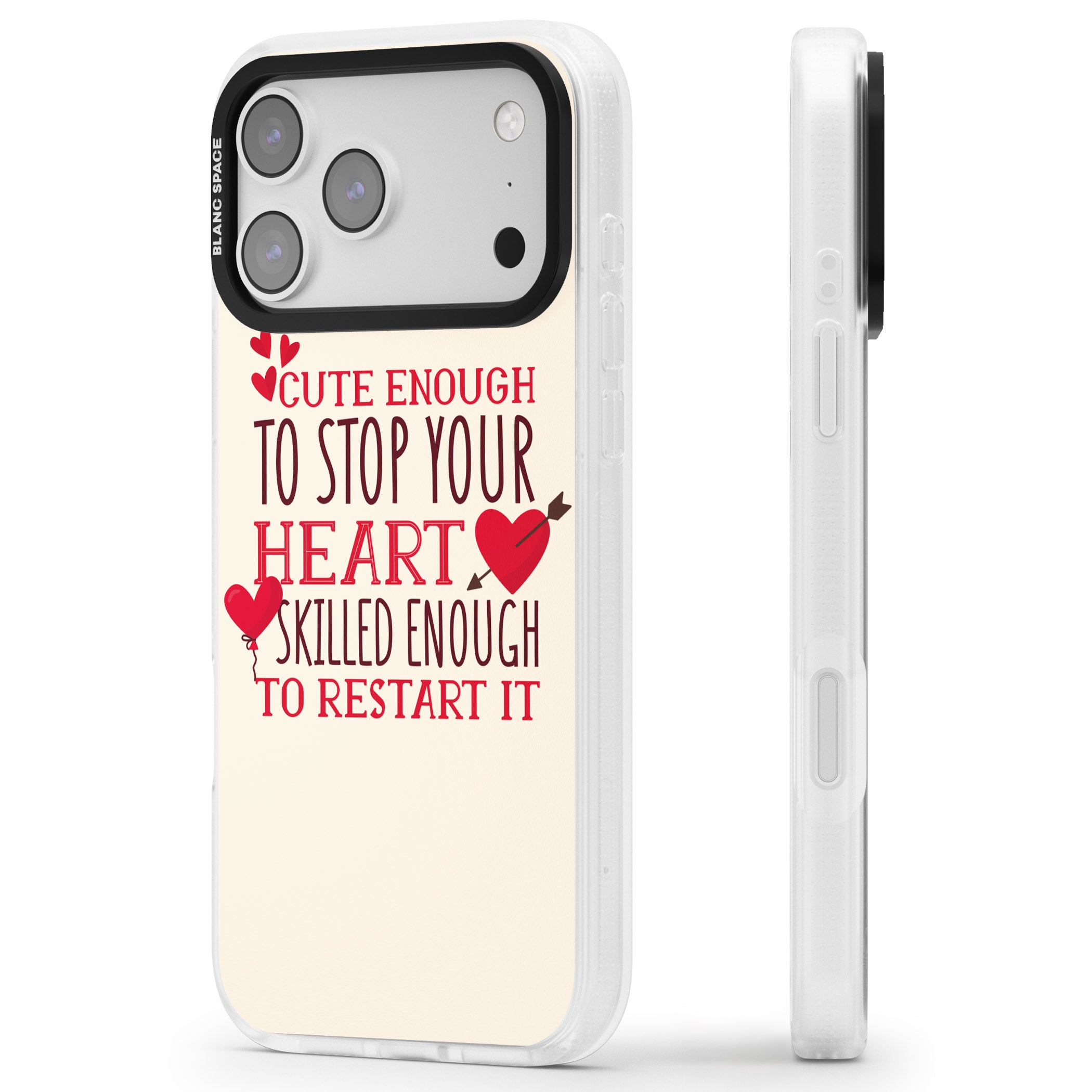 Cute Enough To Stop Your Heart iPhone 17 Pro Max Impact Air Clear Phone Case Side Profile