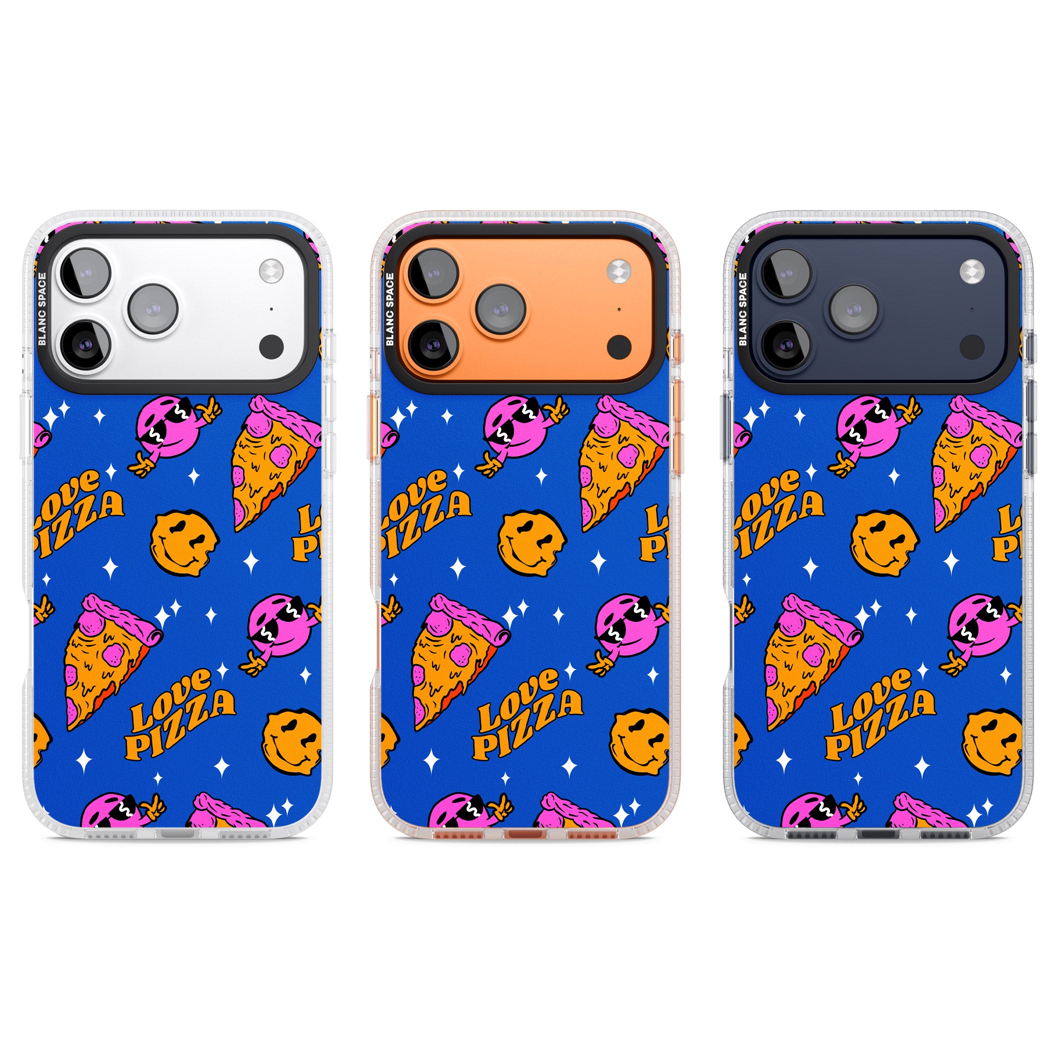 Psychedelic Love Pizza Pattern iPhone 17 Pro Impact Air Clear Phone Case APT Impact Protection