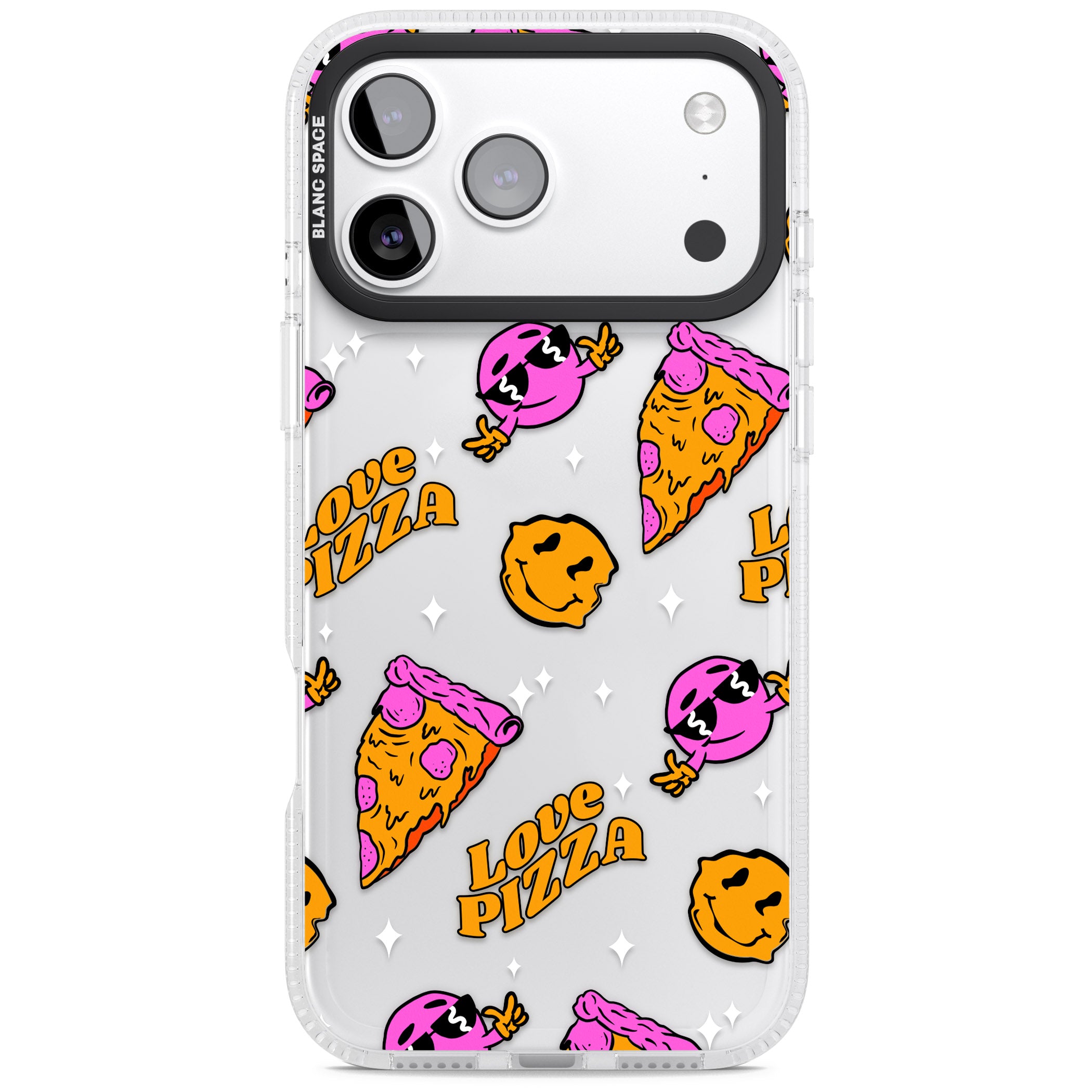Psychedelic Love Pizza Pattern (Clear) iPhone 17 Pro Max Impact Air Clear Phone Case