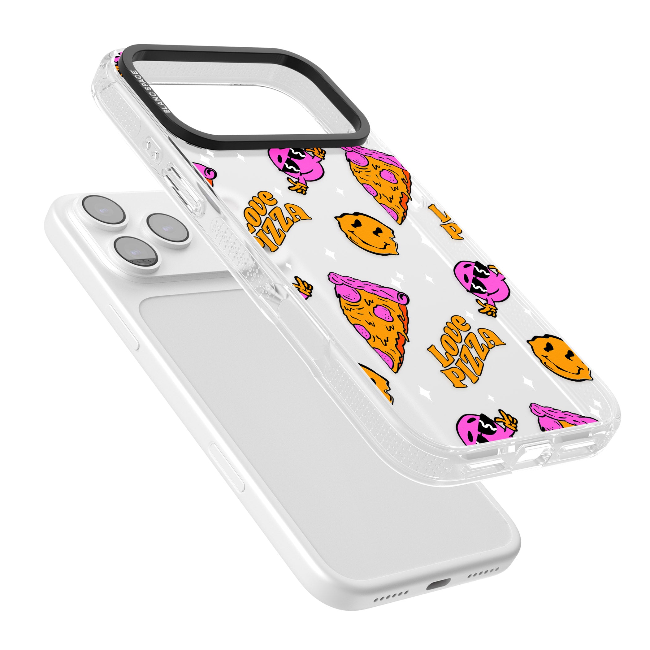 Psychedelic Love Pizza Pattern (Clear) iPhone 17 Pro Max Impact Air Clear Phone Case Colours