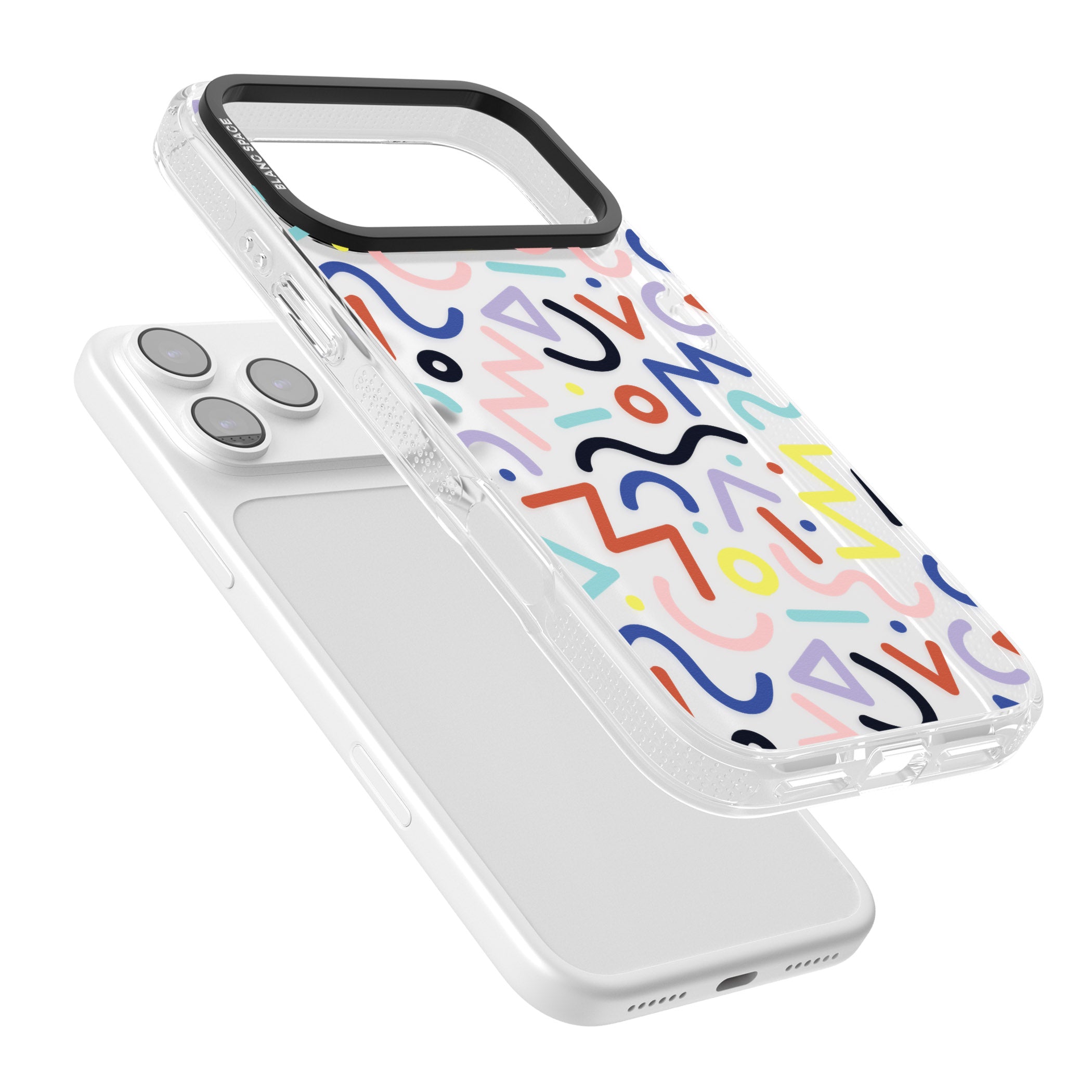 Memphis Retro Pattern iPhone 17 Pro Max Impact Air Clear Phone Case Colours