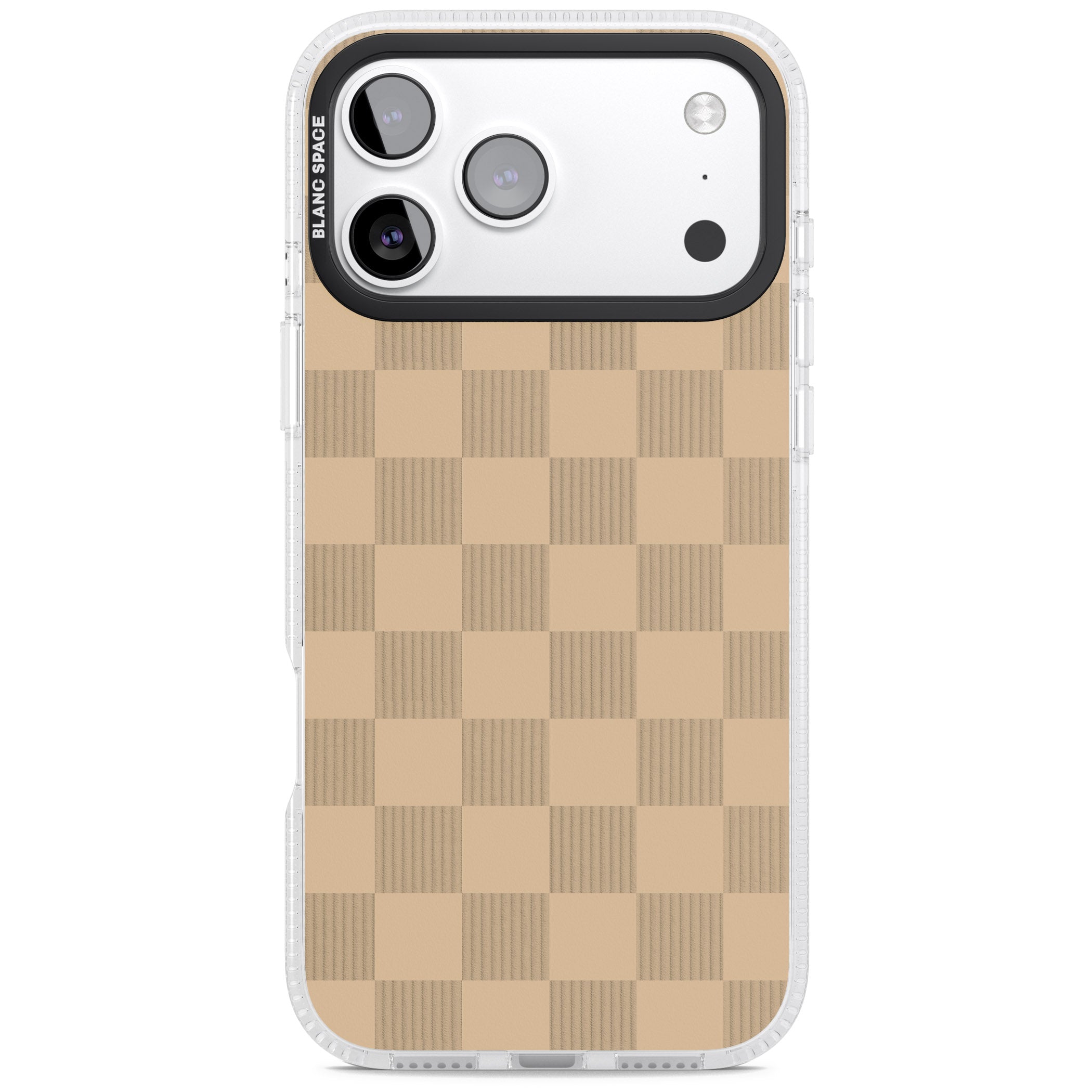 Beige Checkered iPhone 17 Pro Max Impact Air Clear Phone Case