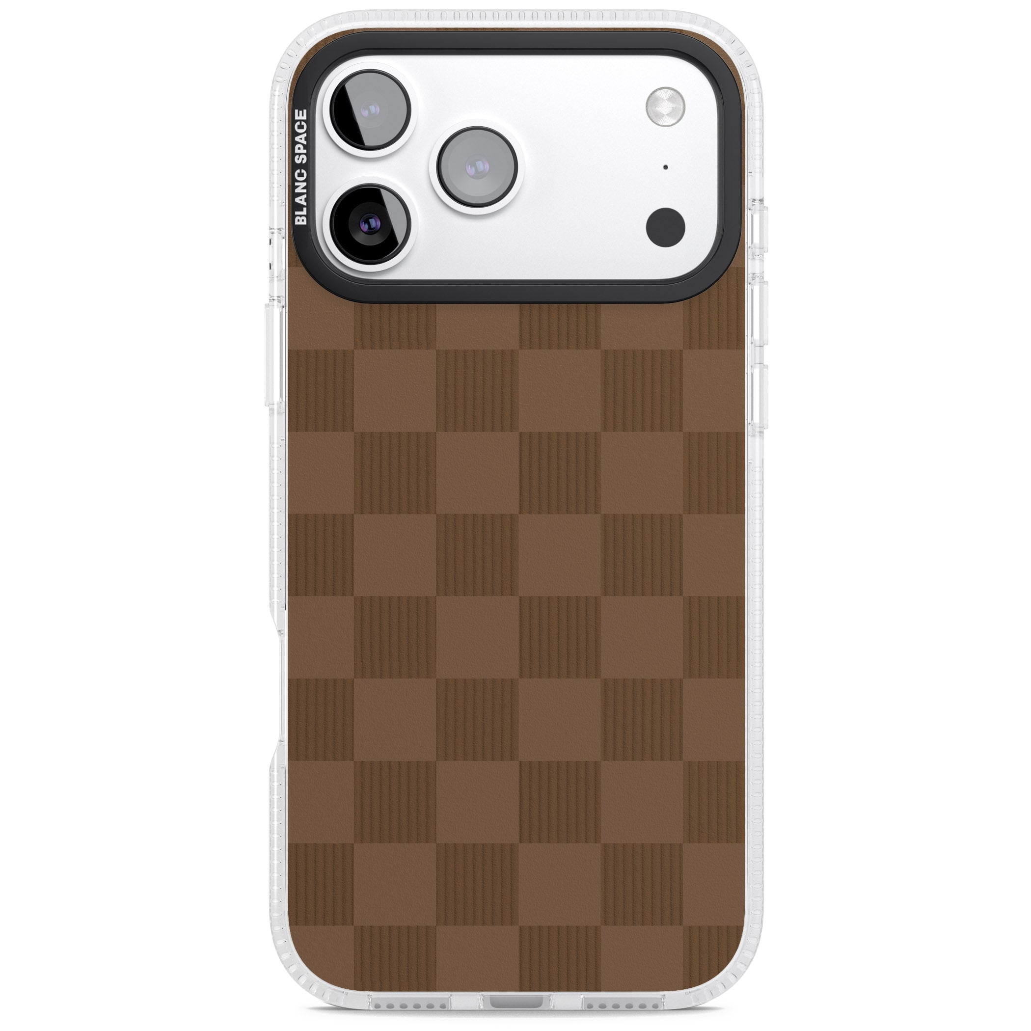 Chocolate Checkered iPhone 17 Pro Max Impact Air Clear Phone Case