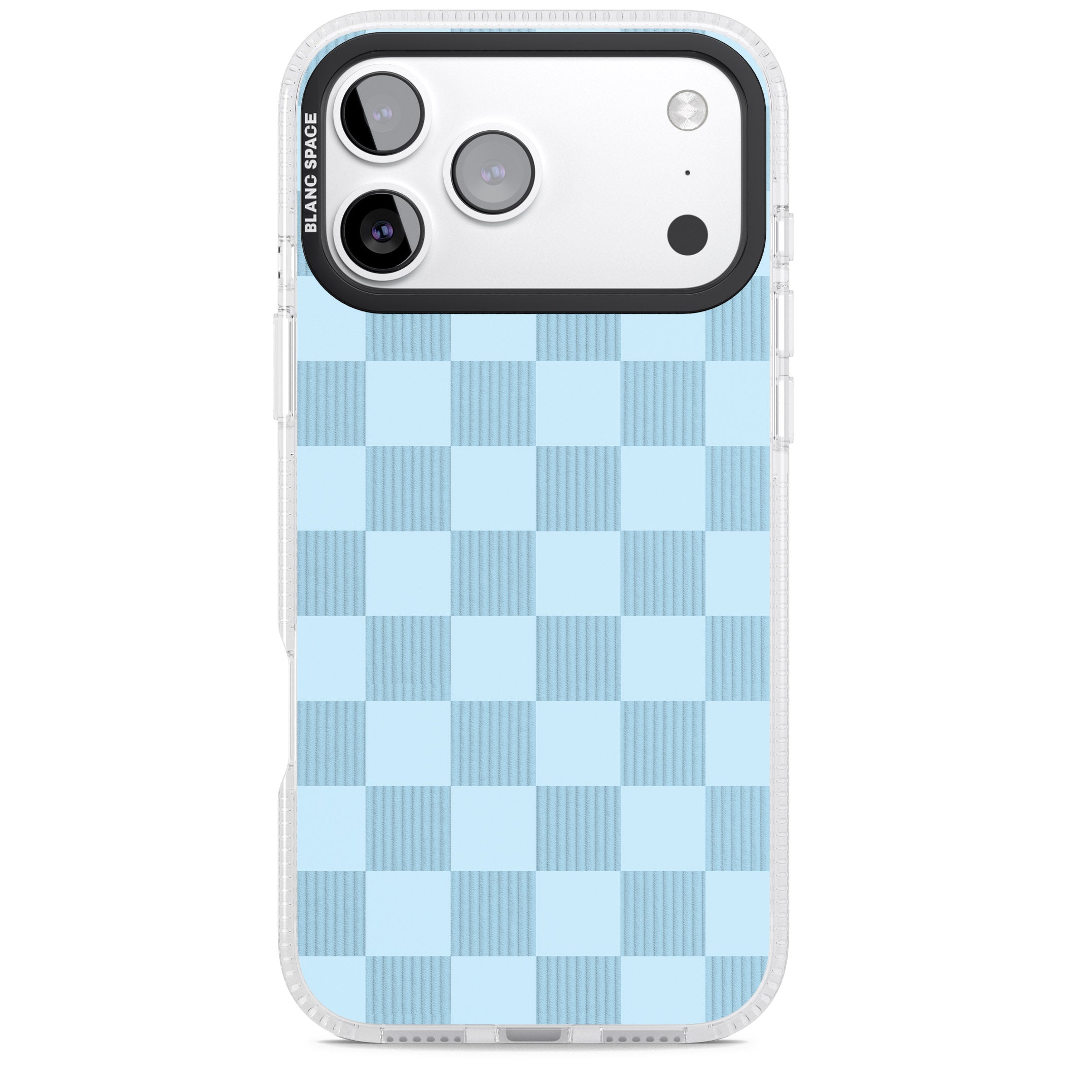 Skyblue Checkered iPhone 17 Pro Impact Air Clear Phone Case