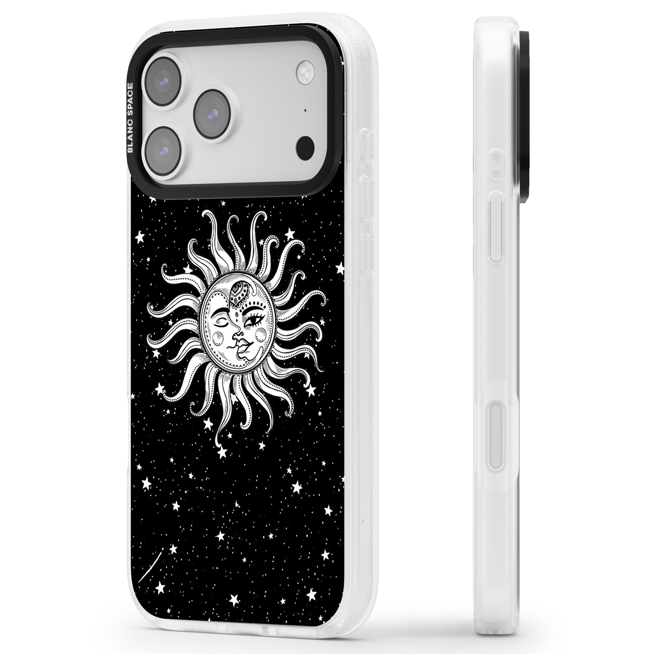 Mystic Sun Moon iPhone 17 Pro Max Impact Air Clear Phone Case Side Profile