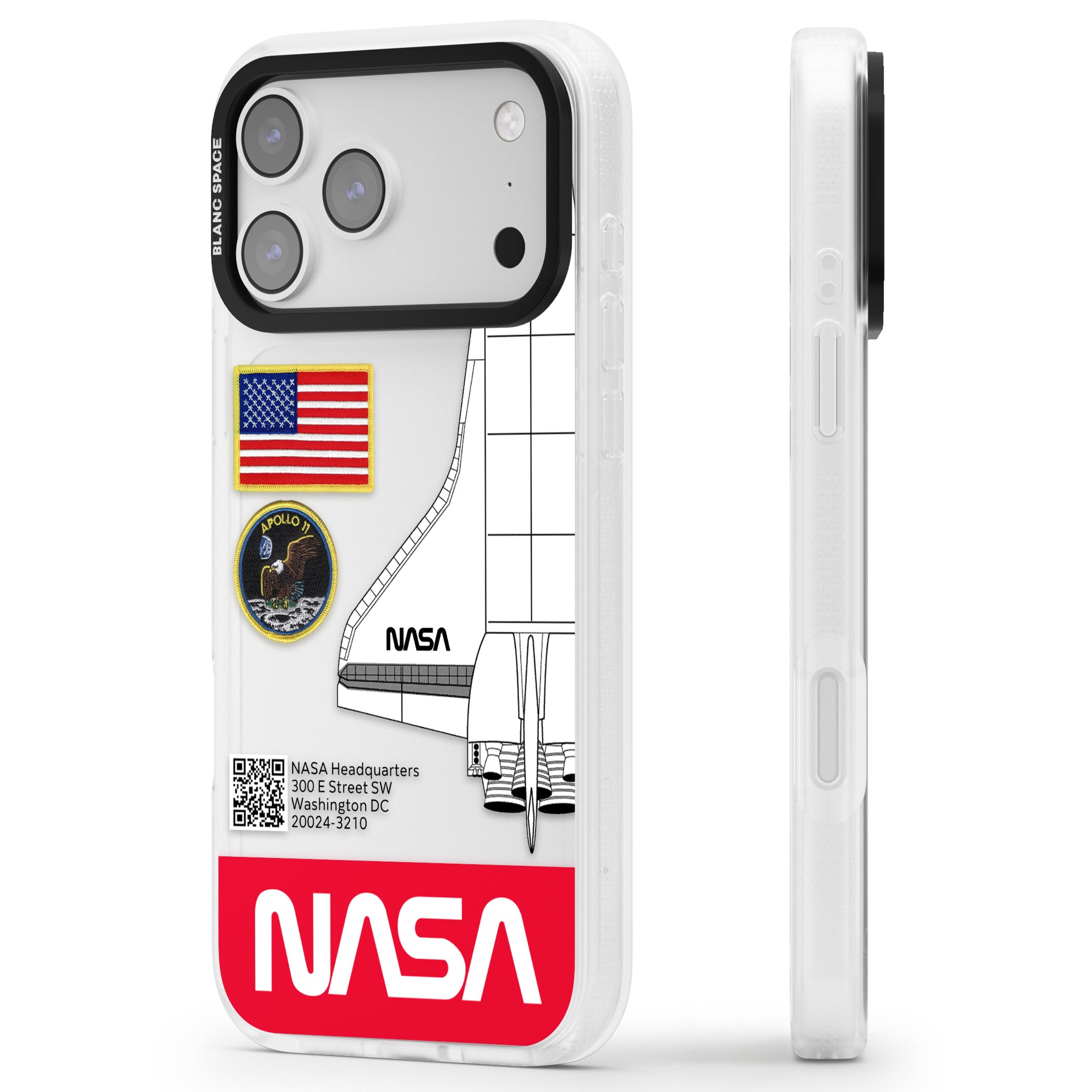 Nasa Apollo 11 iPhone 17 Pro Max Impact Air Clear Phone Case Side Profile