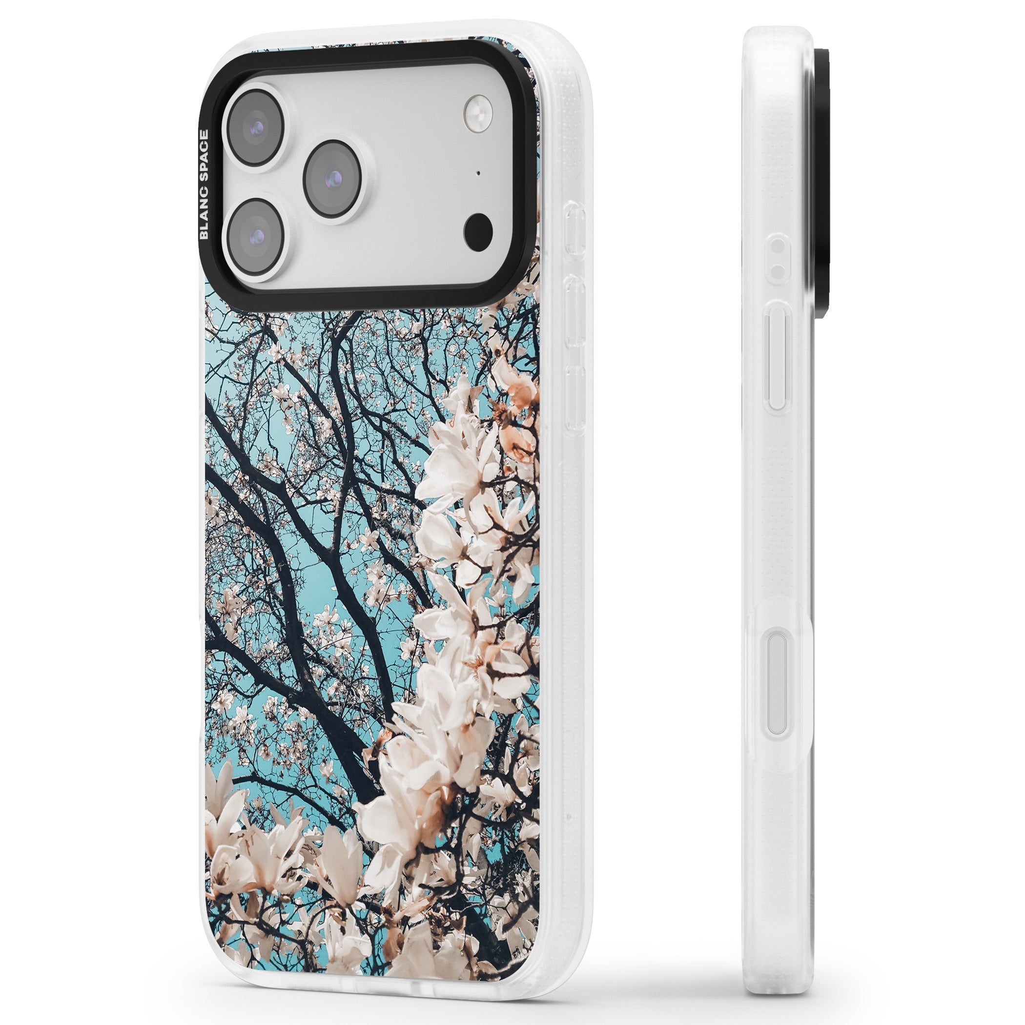 Magnolia Bloom iPhone 17 Pro Max Impact Air Clear Phone Case Side Profile