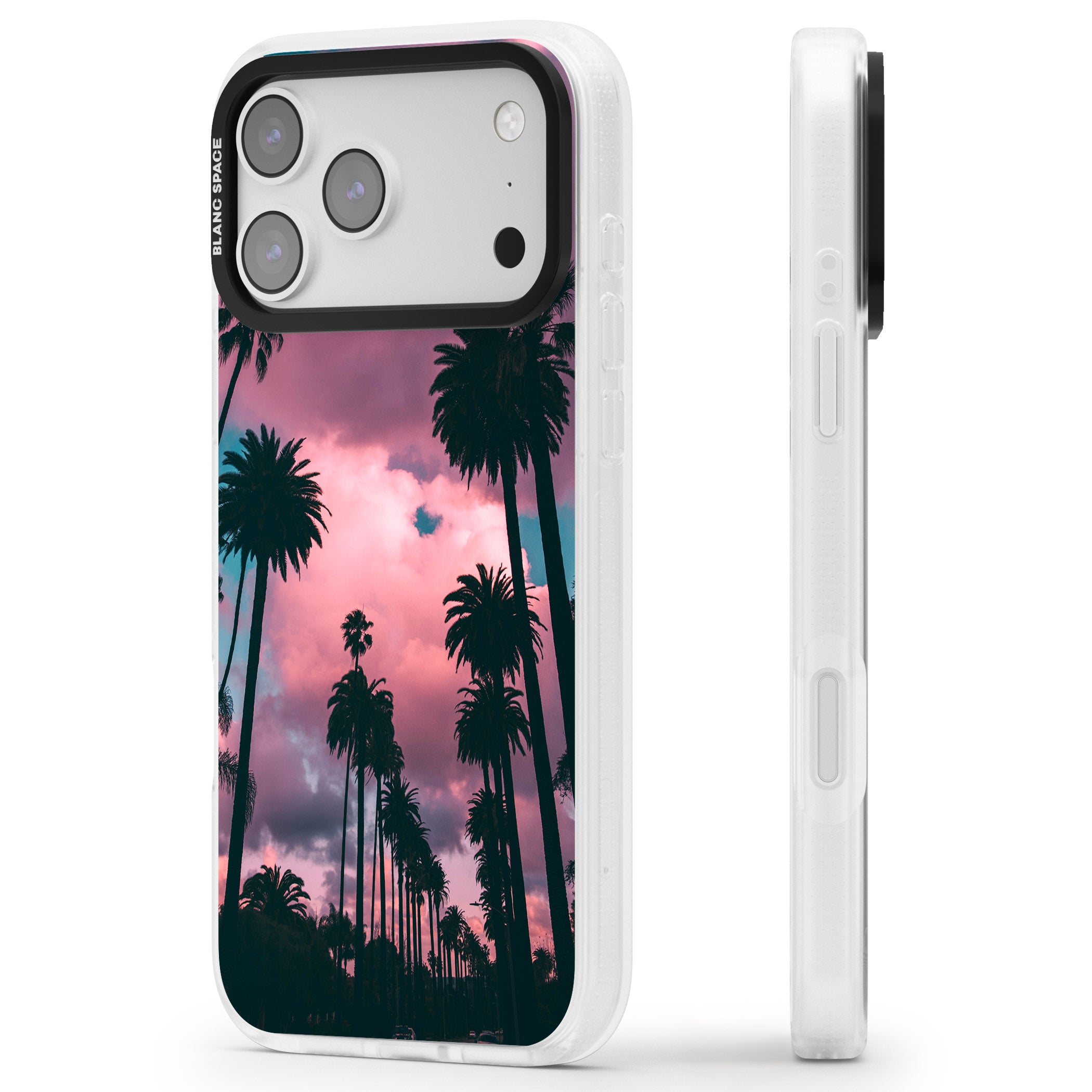 Sunset Palms iPhone 17 Pro Max Impact Air Clear Phone Case Side Profile