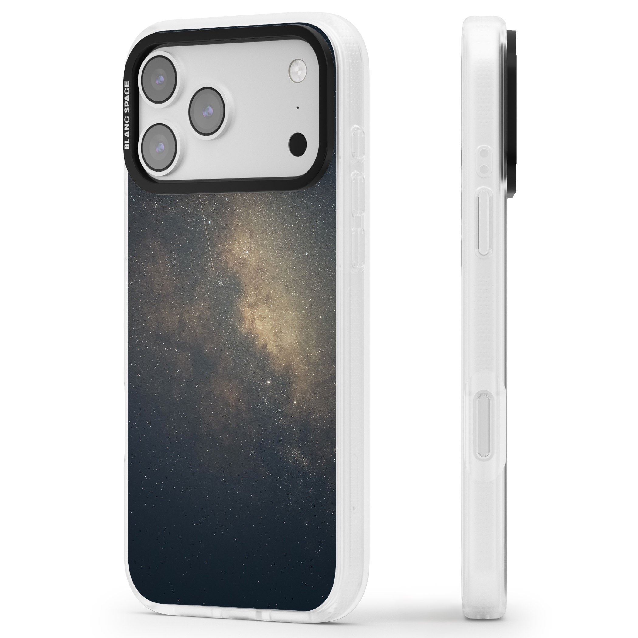 Cosmic Night Sky iPhone 17 Pro Max Impact Air Clear Phone Case Side Profile