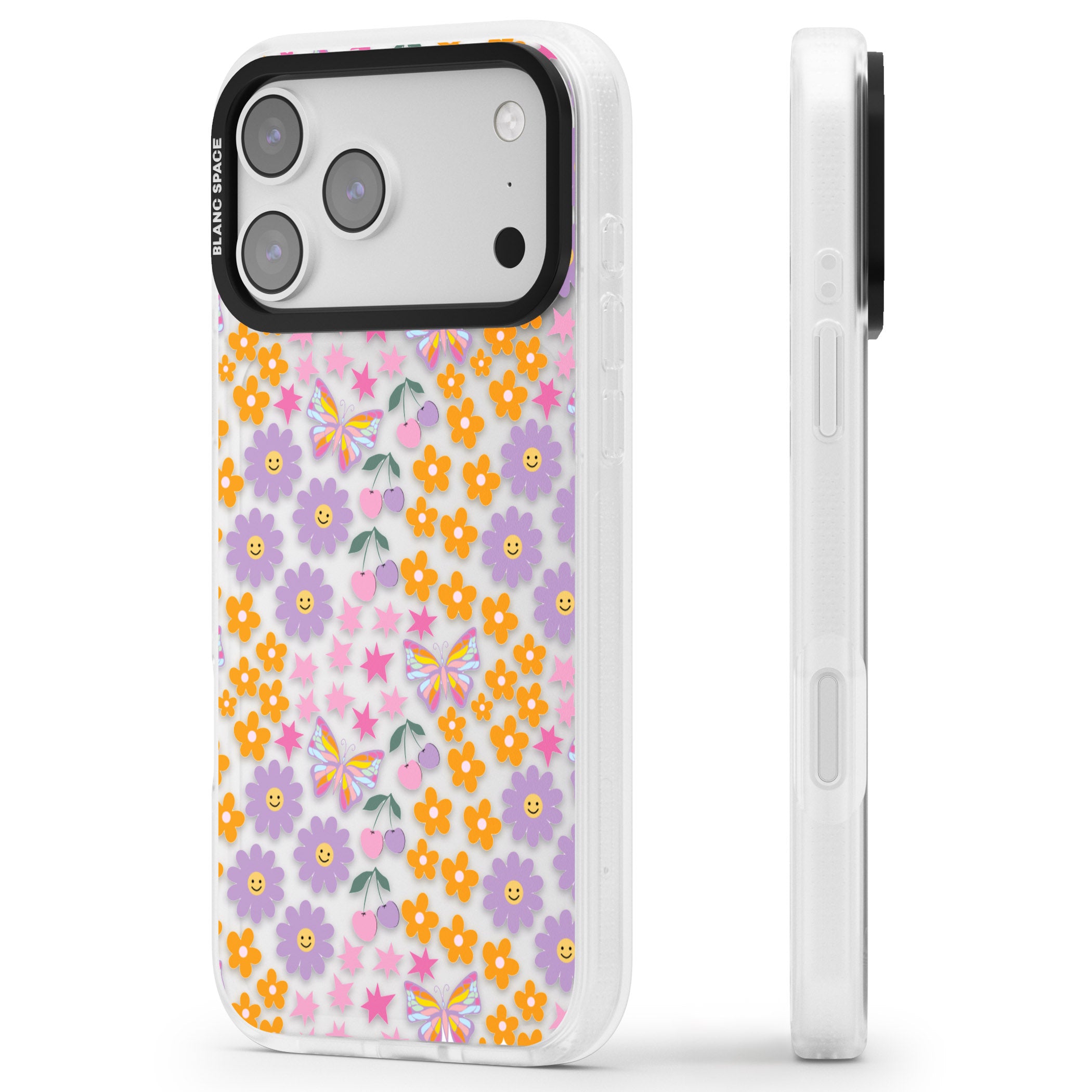 Botanical Bombardment iPhone 17 Pro Max Impact Air Clear Phone Case Side Profile
