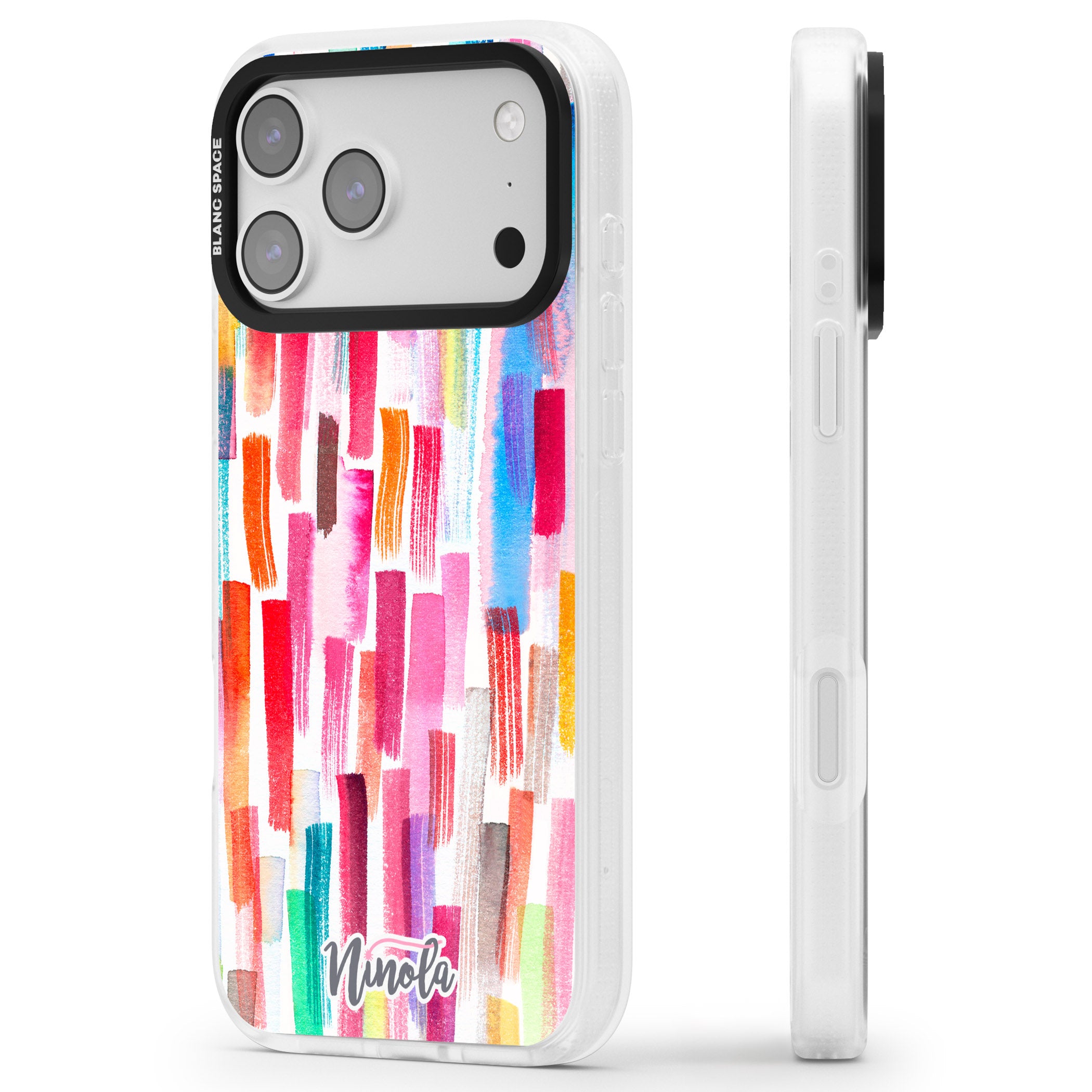 Colorful Brushstrokes iPhone 17 Pro Max Impact Air Clear Phone Case Side Profile