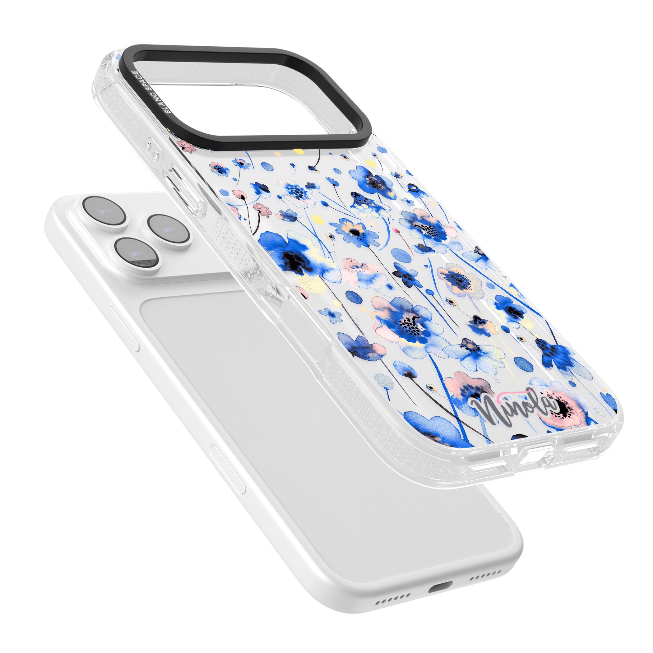 Ink Flowers Blue iPhone 17 Pro Max Impact Air Clear Phone Case Colours
