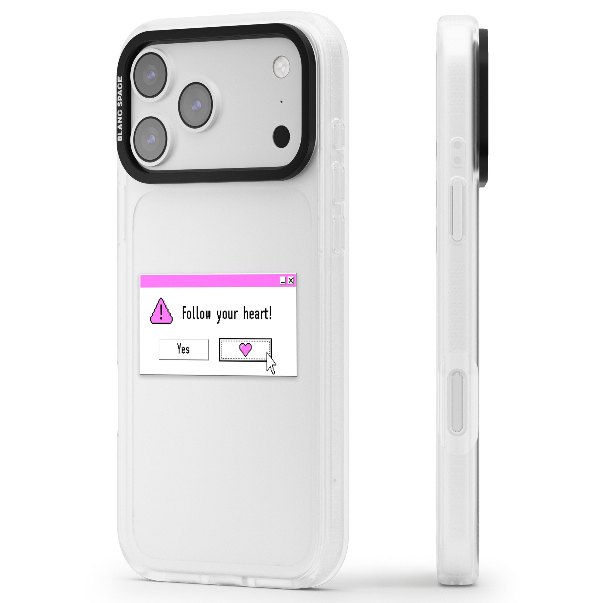 Follow Your Heart.Exe iPhone 17 Pro Max Impact Air Clear Phone Case Side Profile