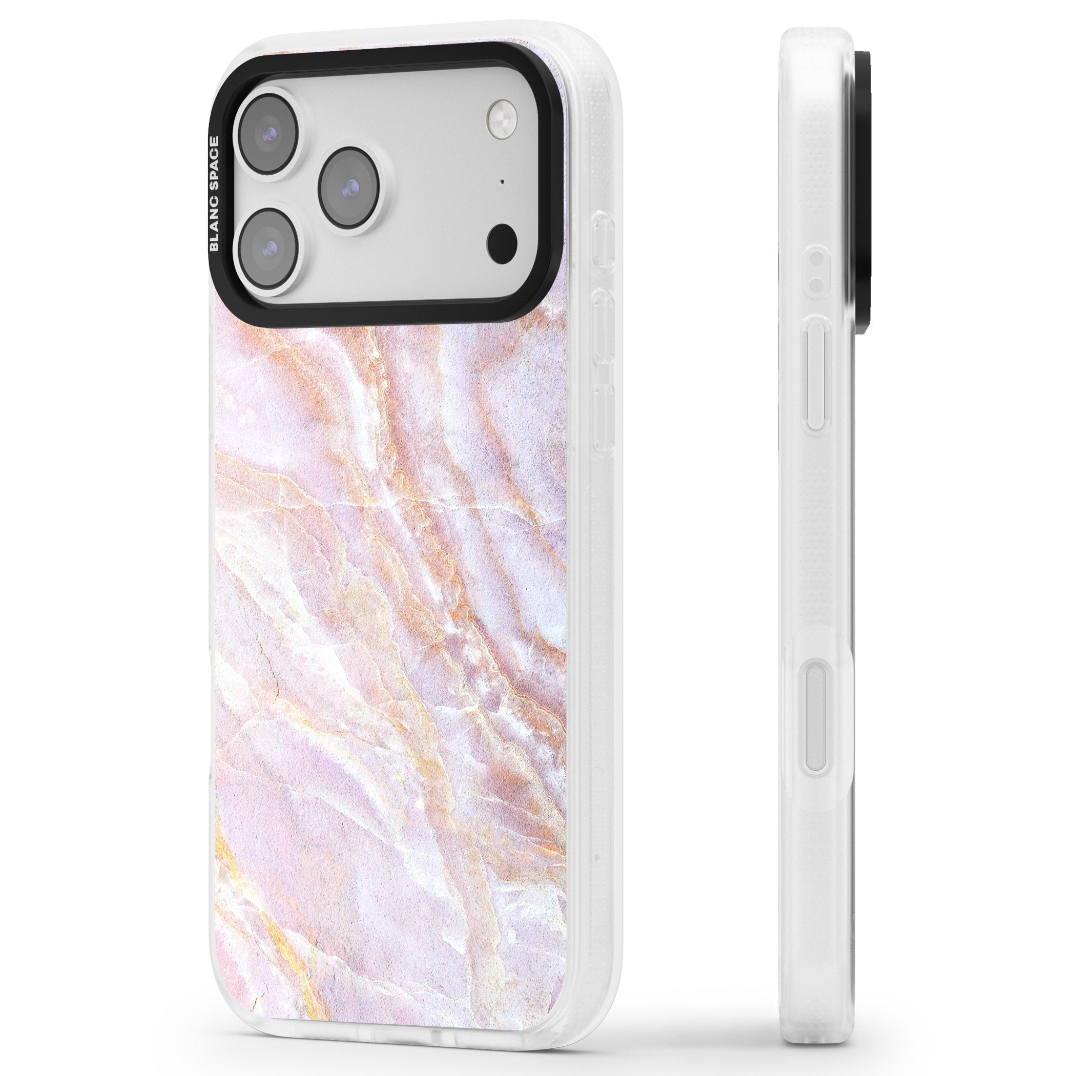 Soft Onyx Blush iPhone 17 Pro Max Impact Air Clear Phone Case Side Profile