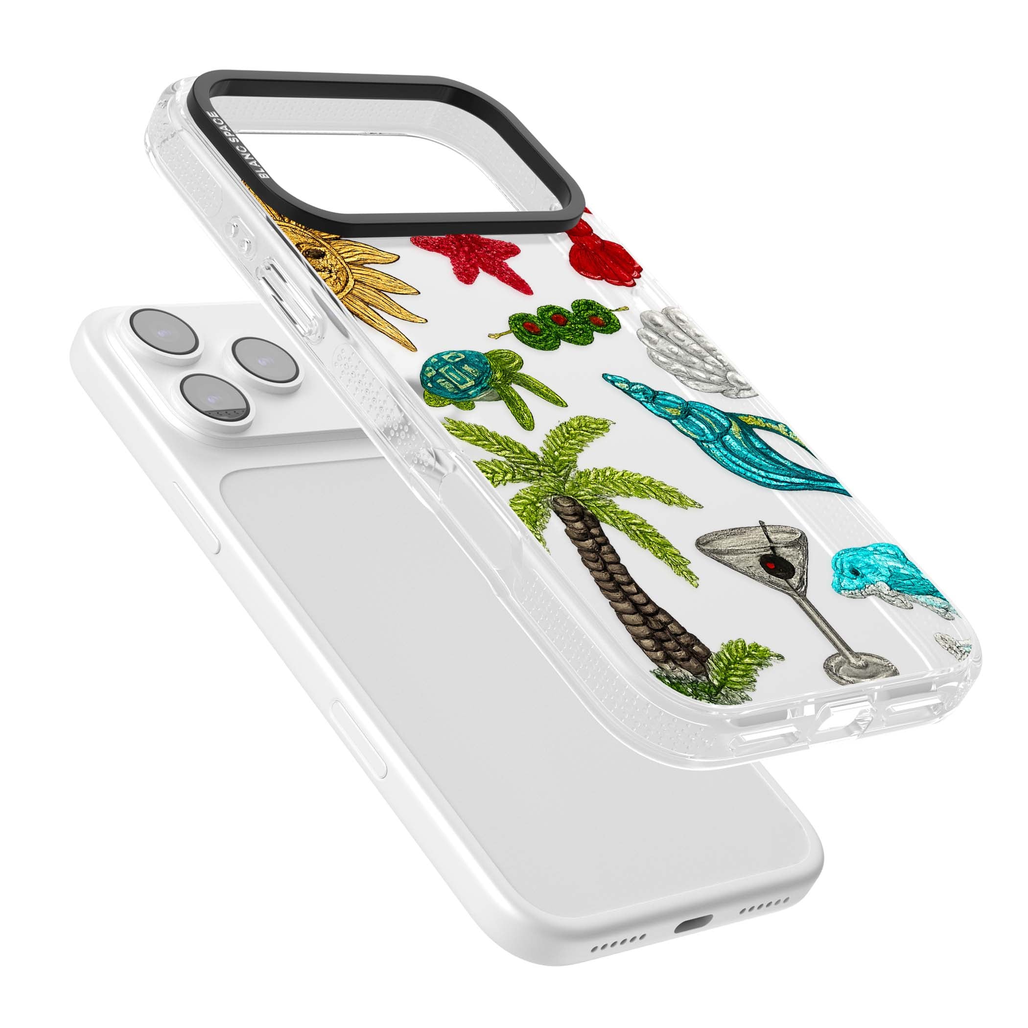 Painted Coastal Pattern coastal iPhone case | Clear Case Impact Air case for iPhone 17 Pro, iPhone 17 Pro Max