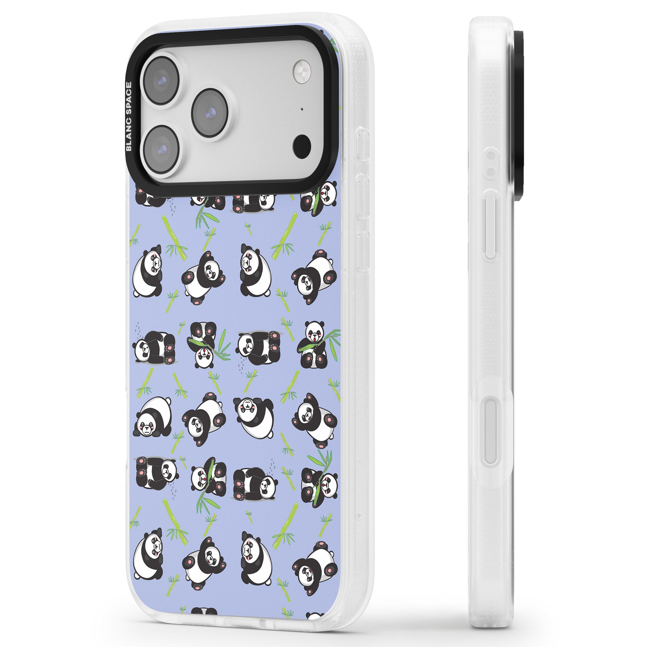 Panda Pattern iPhone 17 Pro Max Impact Air Clear Phone Case Side Profile