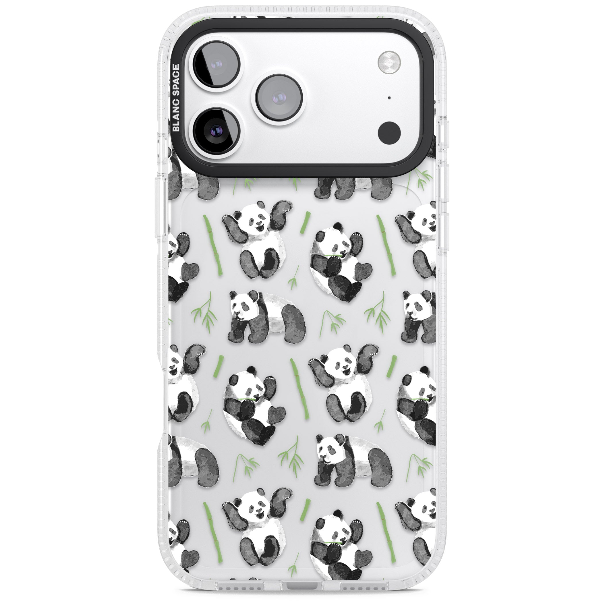 Watercolour Panda Pattern iPhone 17 Pro Max Impact Air Clear Phone Case