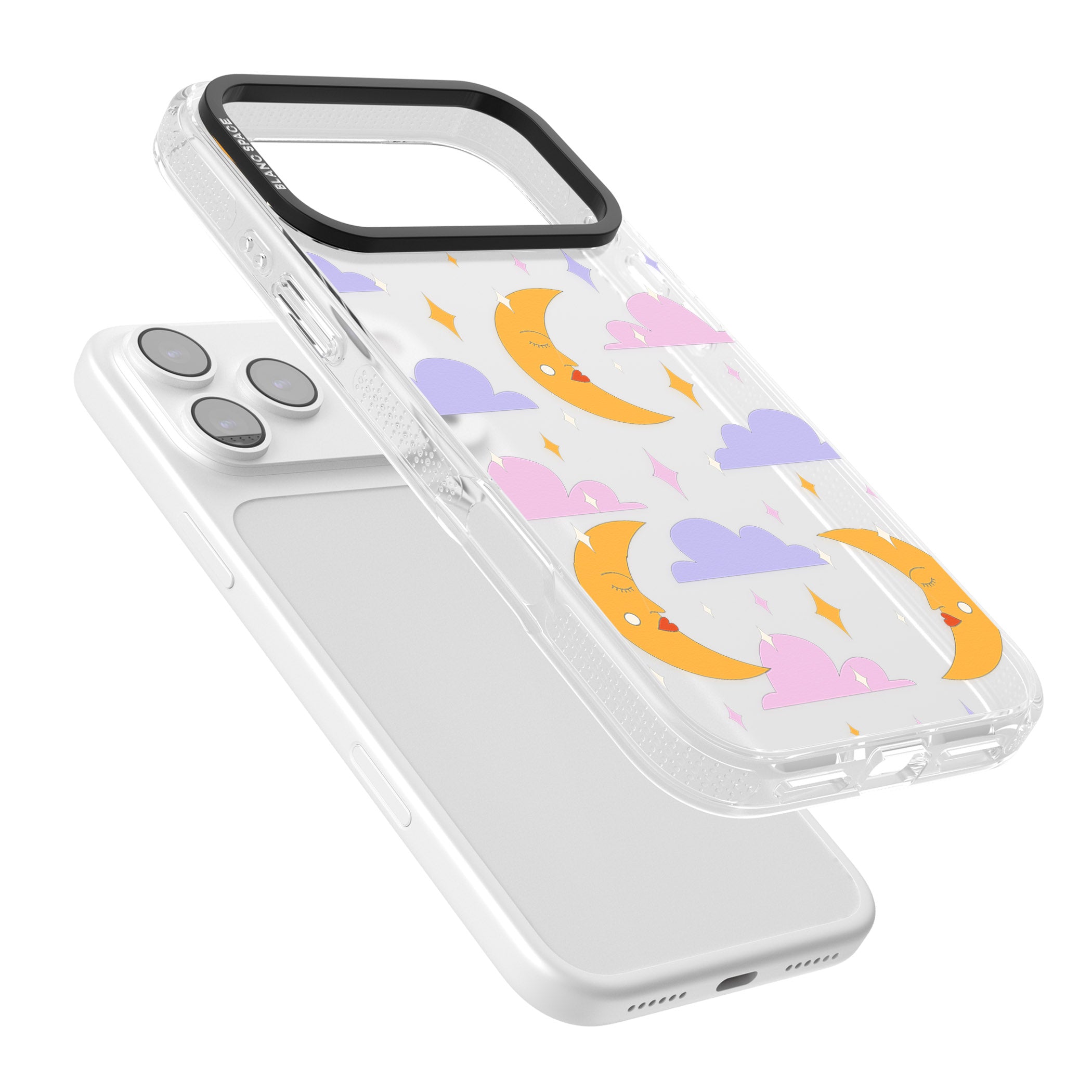 Moons & Clouds iPhone 17 Pro Max Impact Air Clear Phone Case Colours